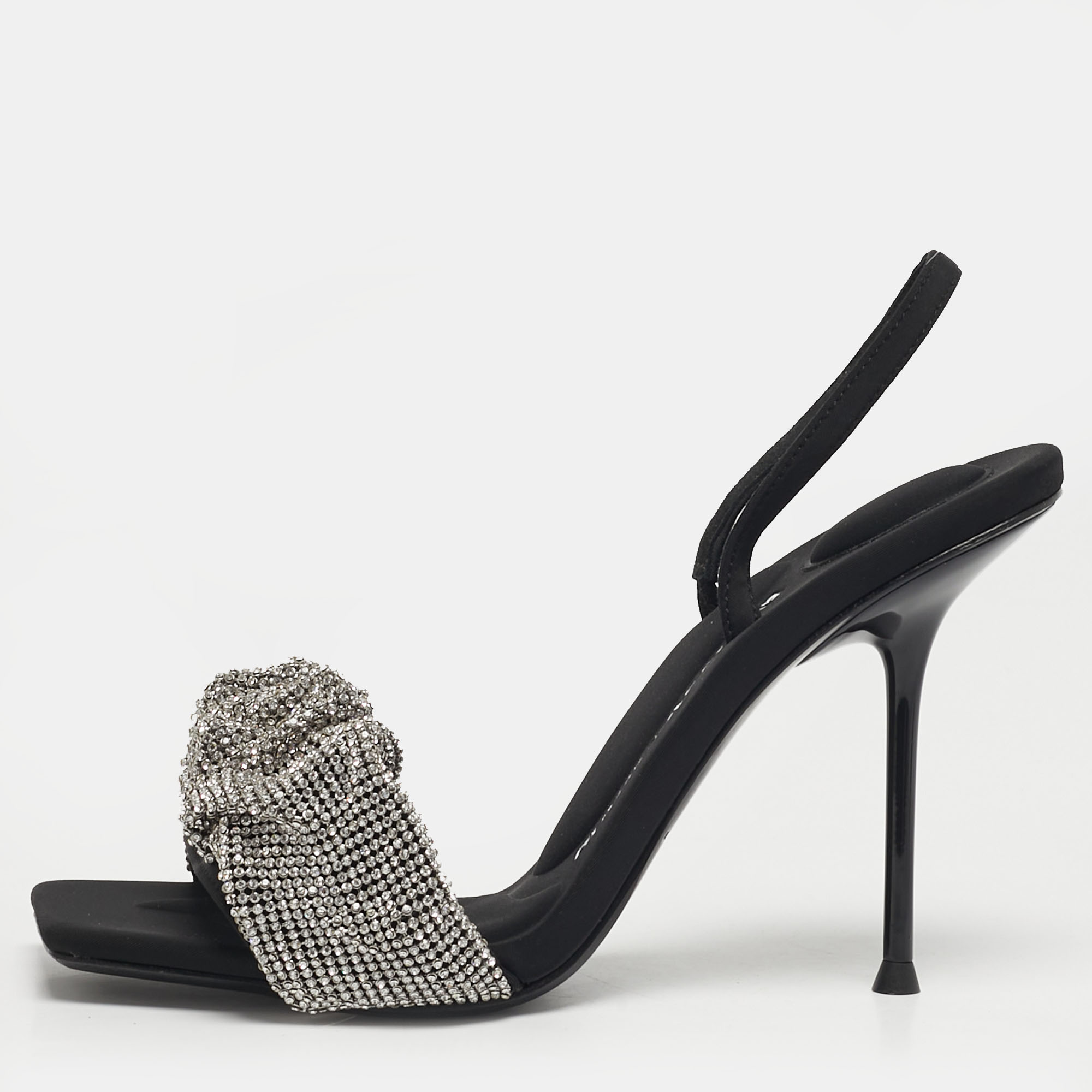 

Alexander Wang Julie Size  Black Fabric Crystal Embellished Ankle Strap Sandals