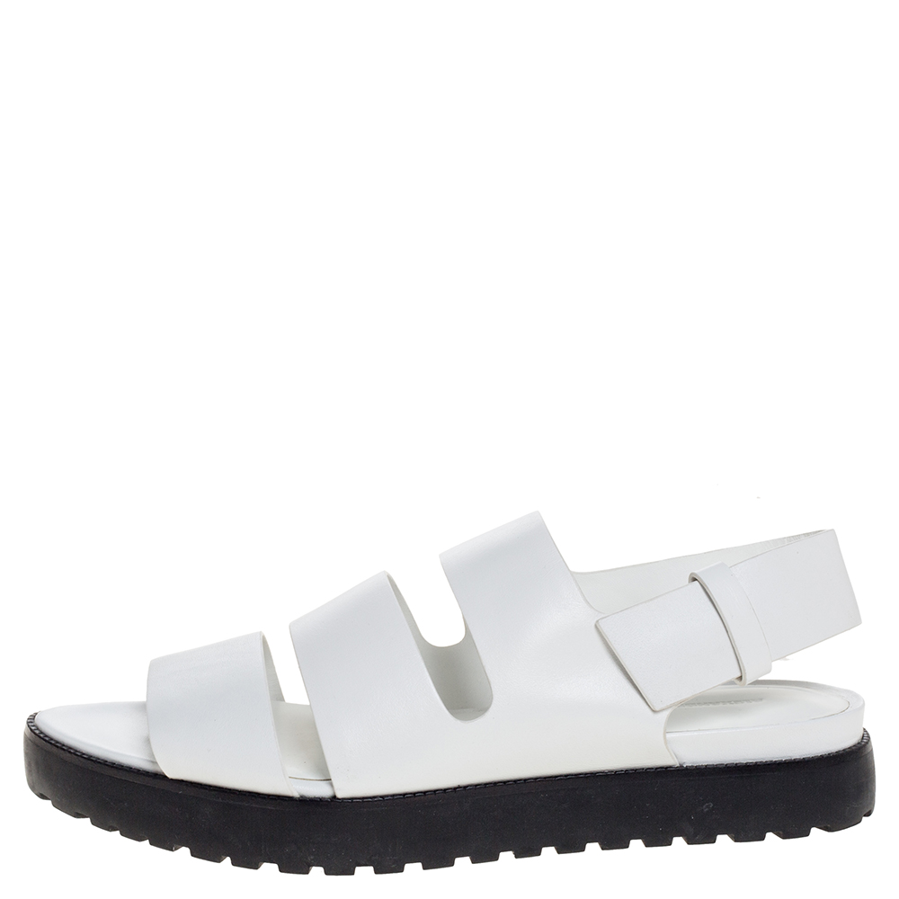 

Alexander Wang White Leather Slingback Flat Sandals Size