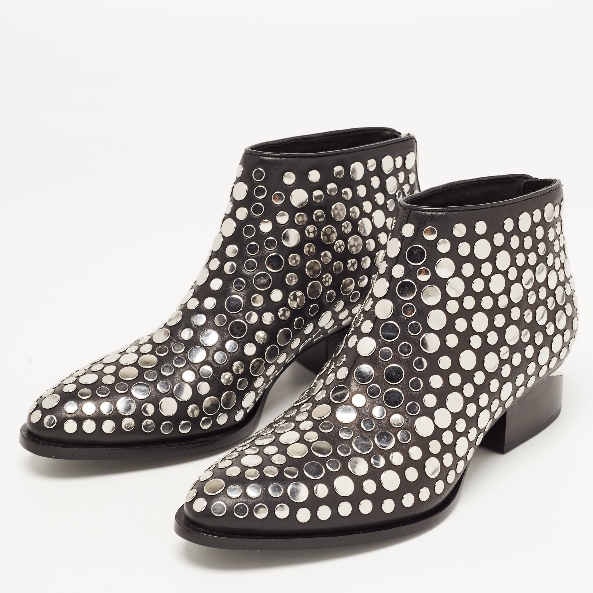 

Alexander Wang Black Studded Leather Gabi Ankle Boots Size