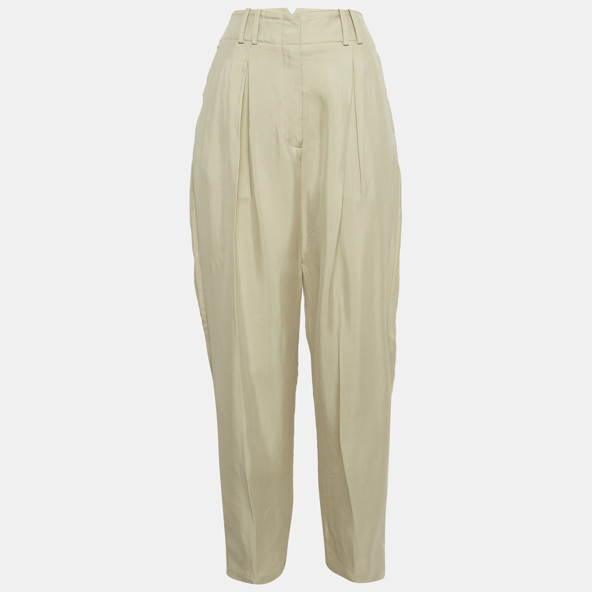 

Alexander Wang Beige Gabardine Buckle Detail Trousers M