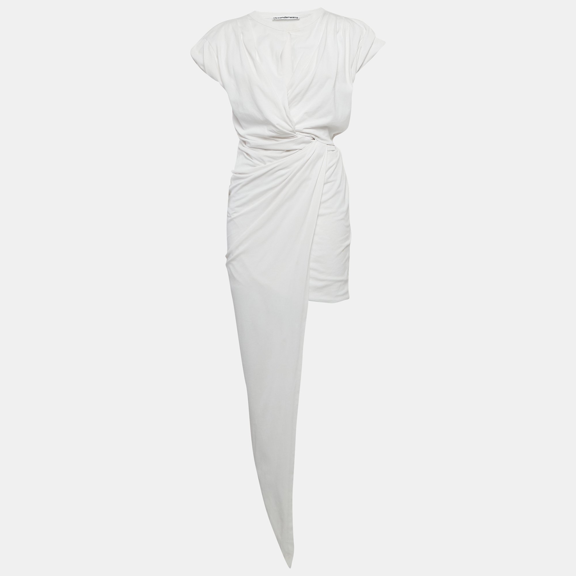 

Alexander Wang White Jersey Draped Asymmetric Mini Dress S