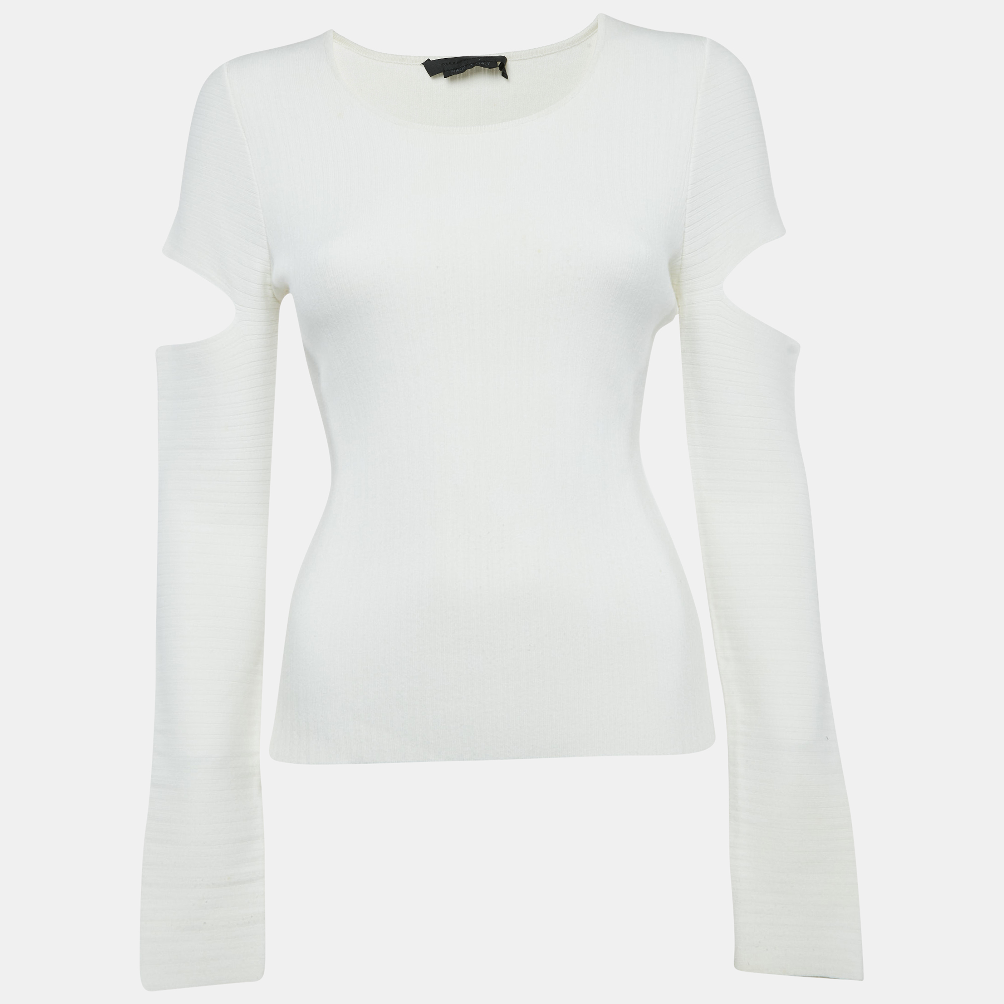 

Alexander McQueen Off-White Jersey Cold Shoulder Top M