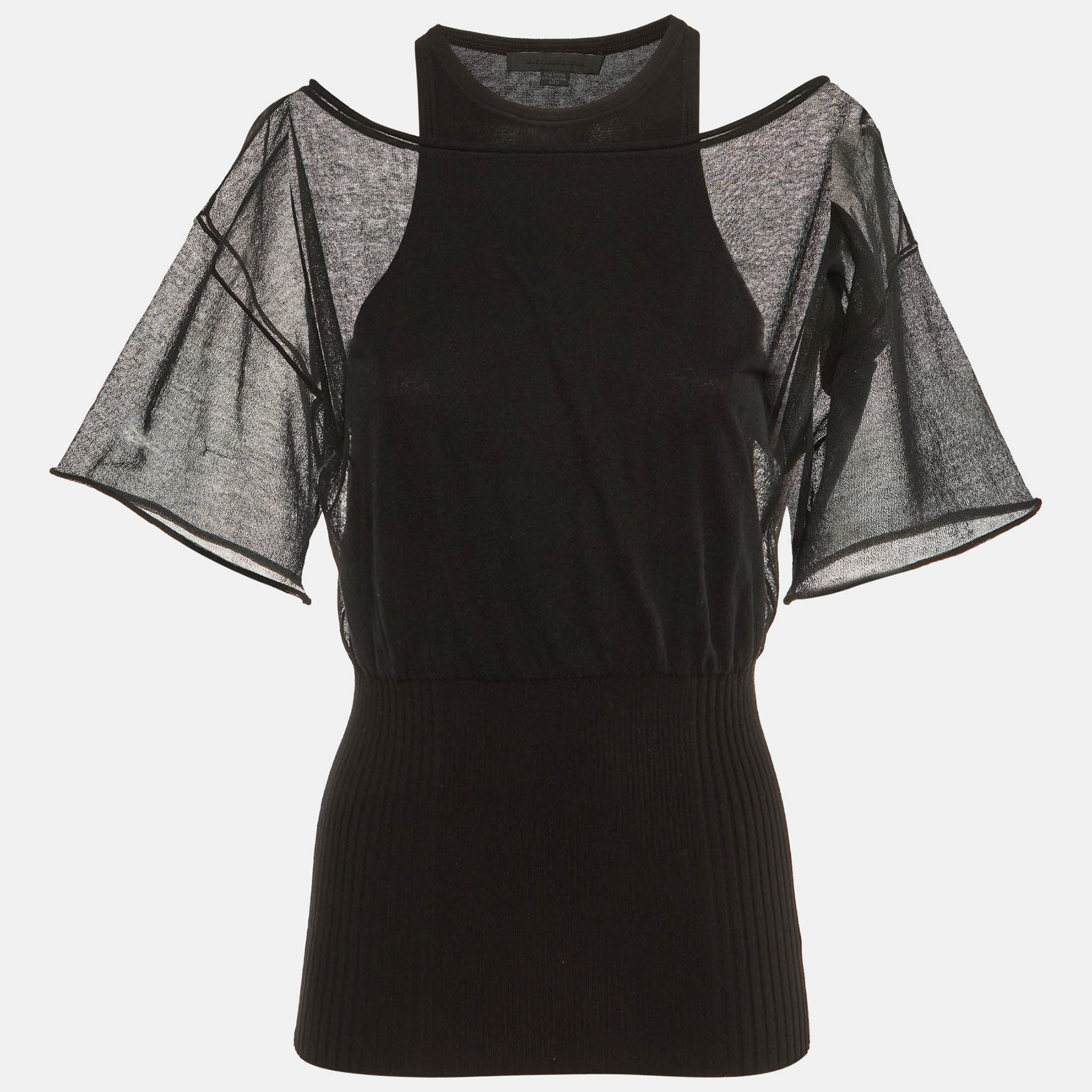 

Alexander Wang Black Sheer Overlay Knit Top M