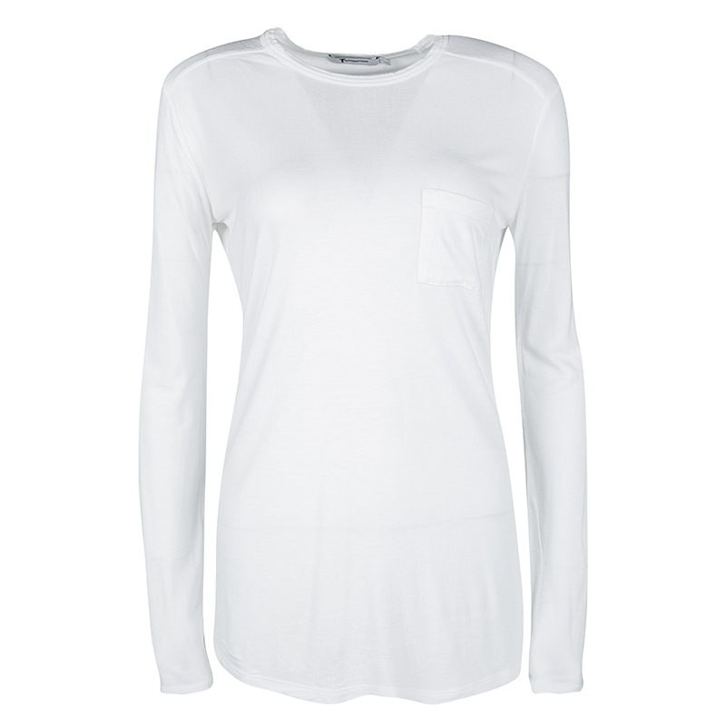 T by Alexander Wang White Jersey Long Sleeve T-Shirt XS