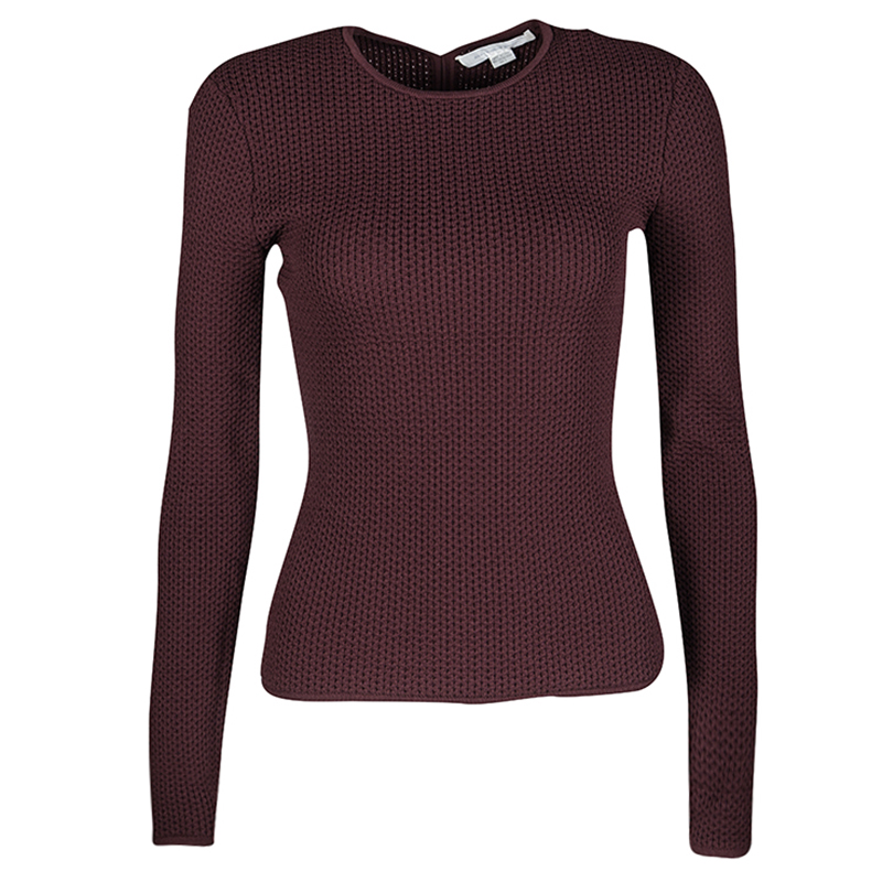 

Alexander Wang Burgundy Textured Knit Fitted Sweater