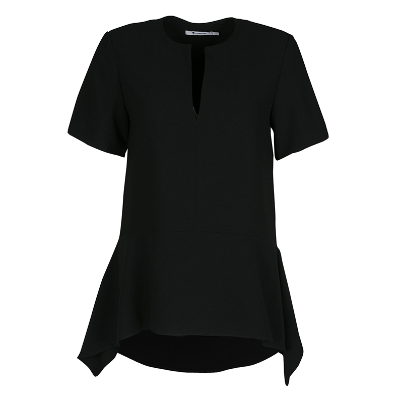 T by Alexander Wang Black Crepe Asymmetric Peplum Top M