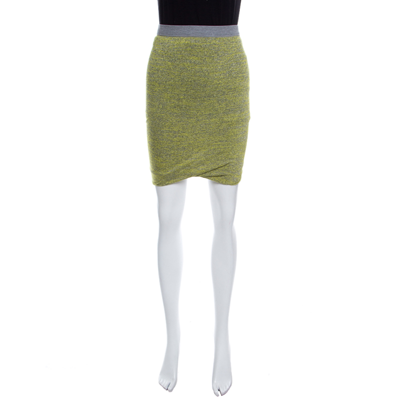 

T by Alexander Wang Yellow and Grey Melange Knit Tube Skirt XS