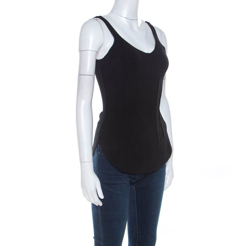 

Alexander Wang Black Knit Sleeveless Curved Hem Top