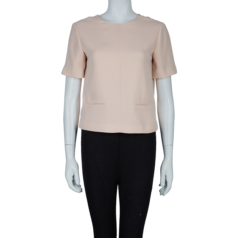 

T By Alexander Wang Beige Welt Pocket Detail Short Sleeve Blouse