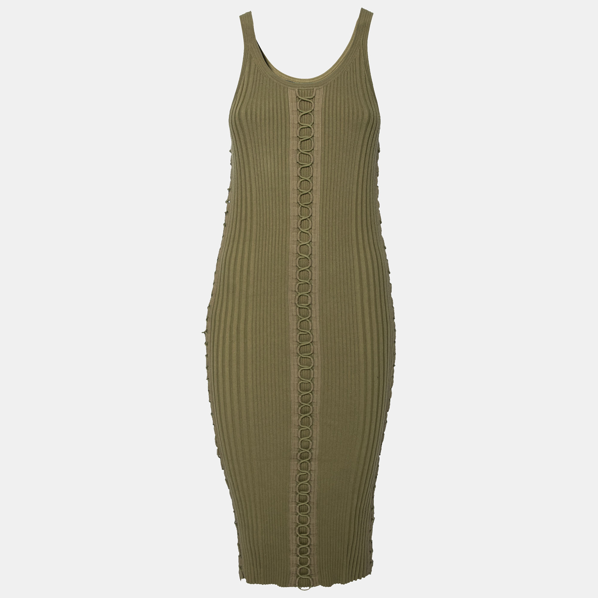 

Alexander Wang Olive Green Rib Knit Sleeveless Dress M