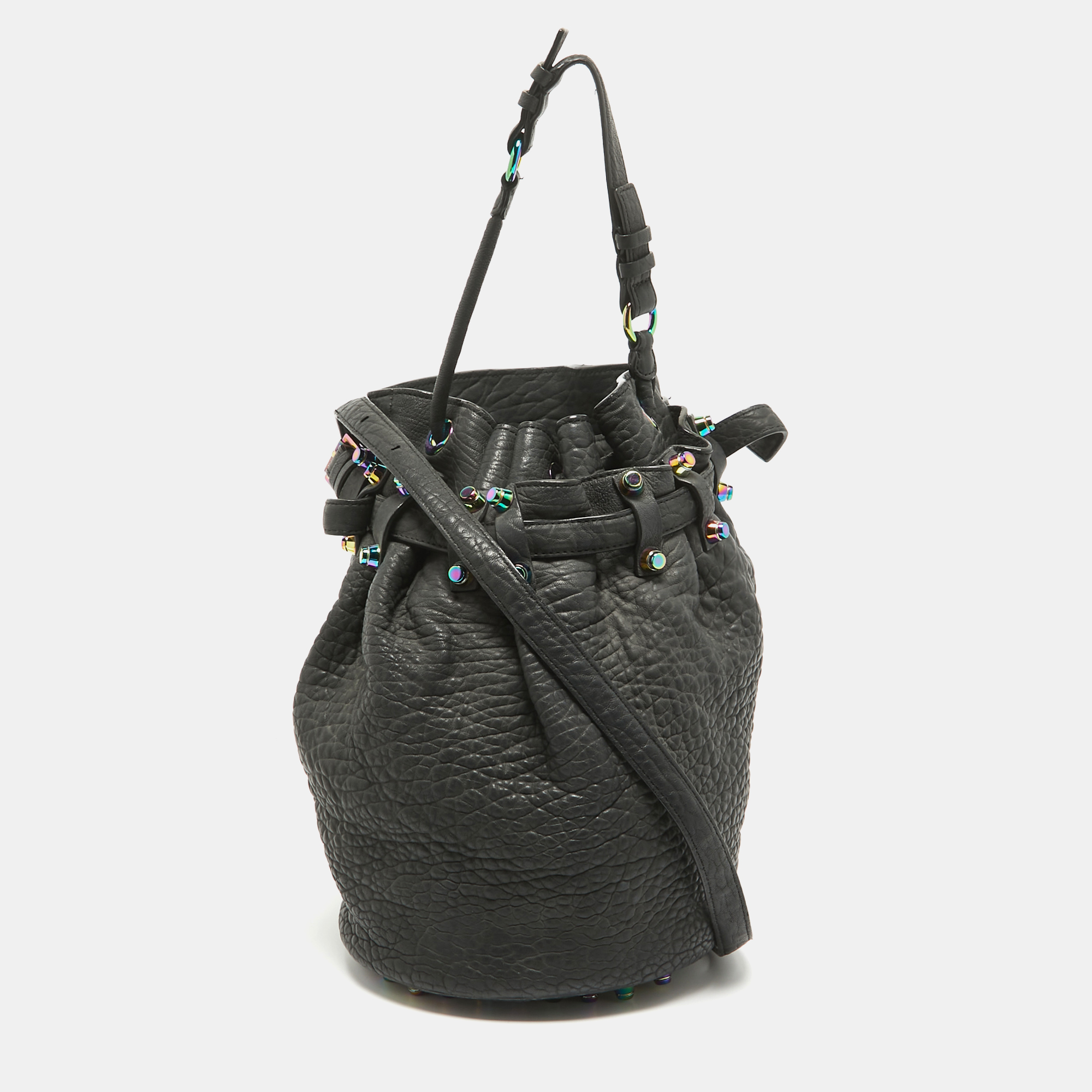 

Alexander Wang Black Pebbled Leather Diego Bucket Bag