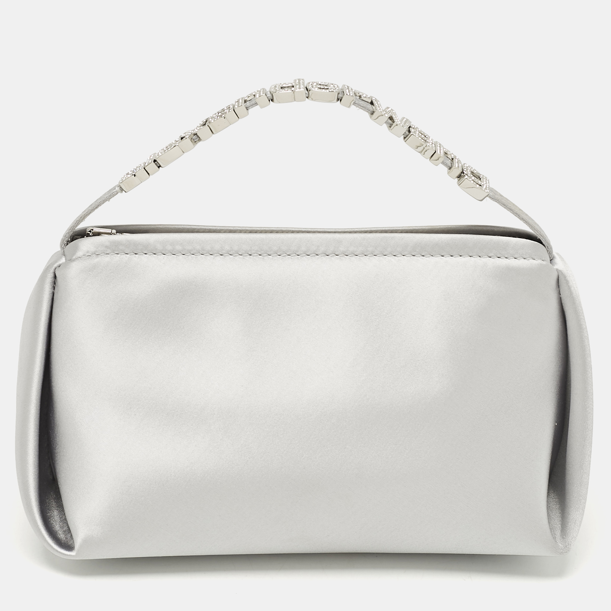 

Alexander Wang Grey Satin Micro Crystal Marquess Bag