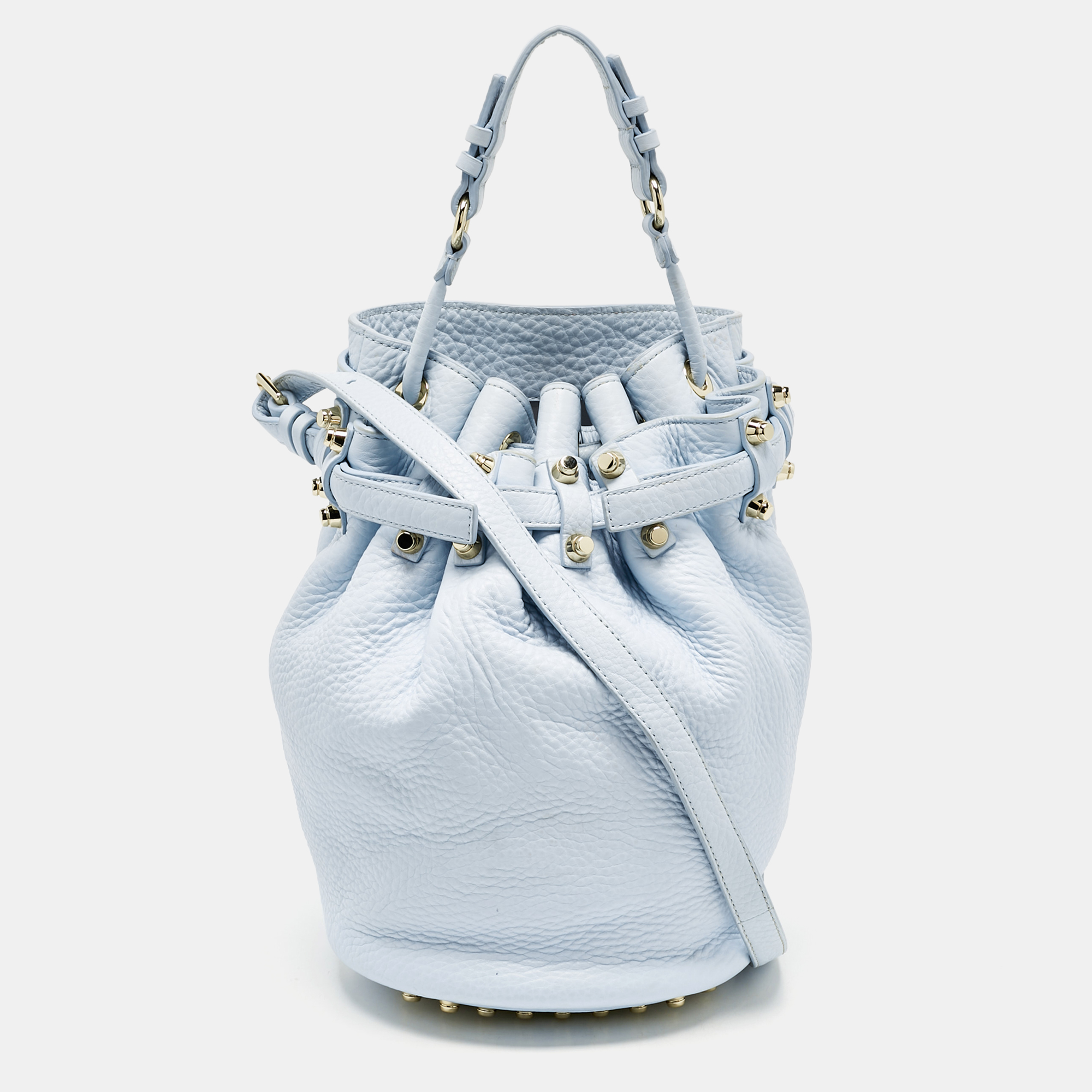 Pre-owned Alexander Wang Light Blue Pebbled Leather Diego Bucket Bag