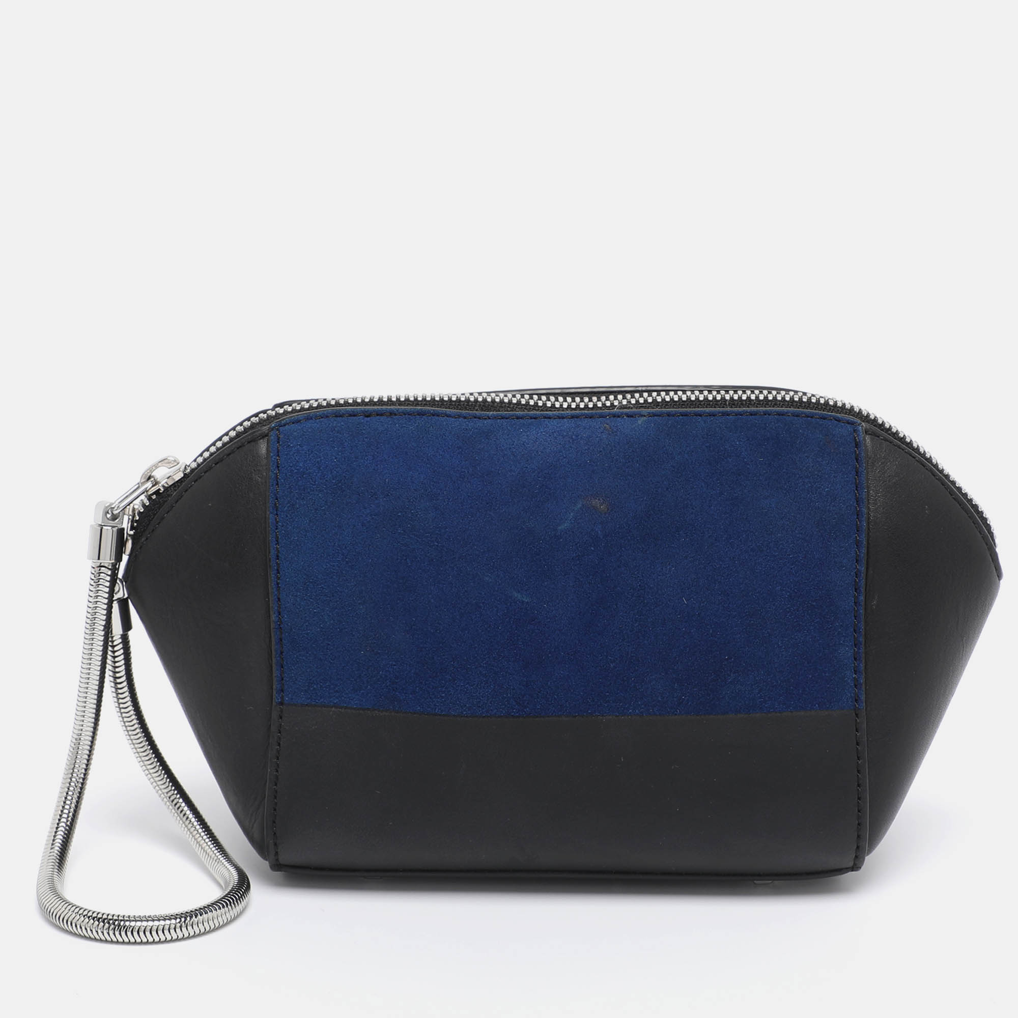 Pre-owned Alexander Wang Black/blue Leather/pvc And Suede Chastity Clutch
