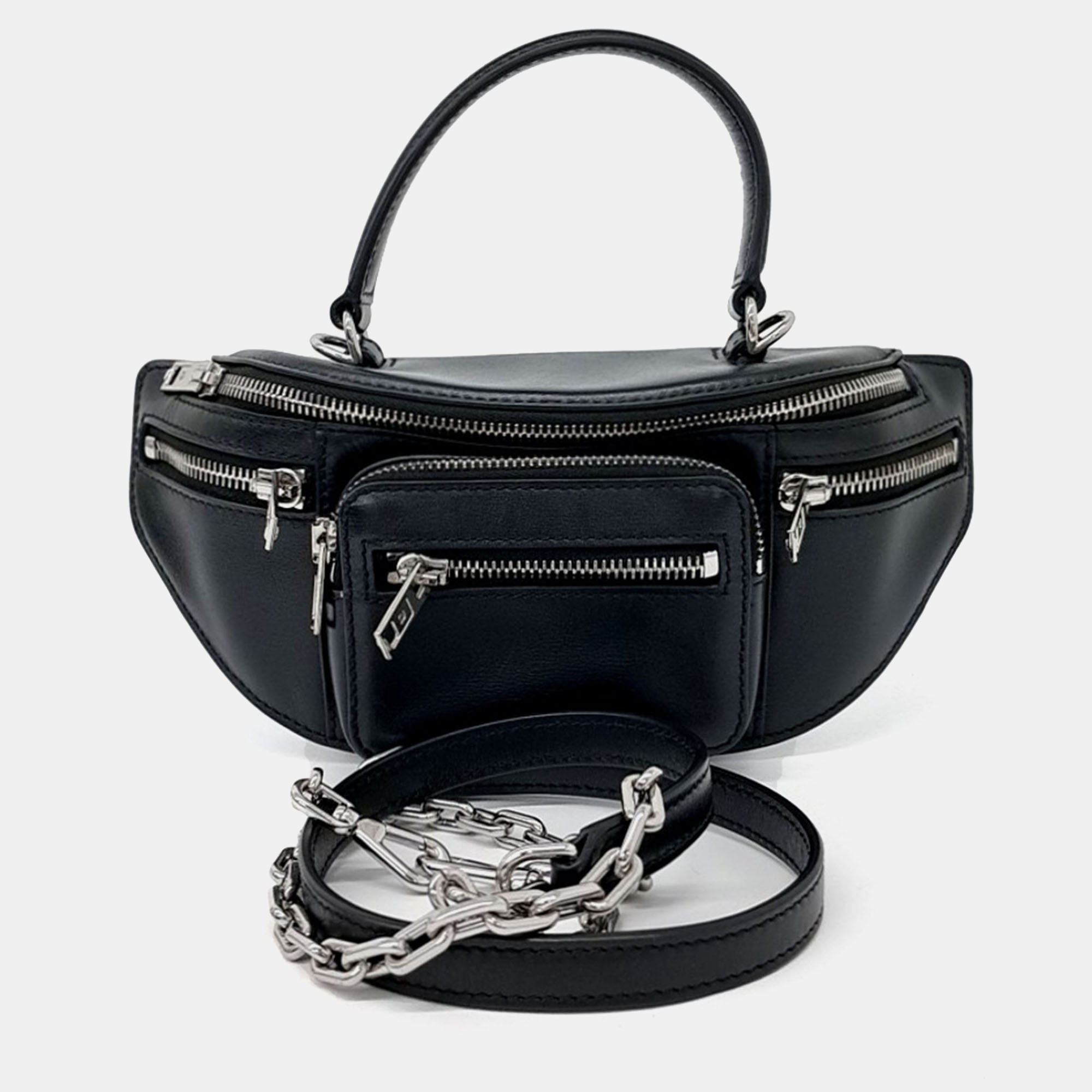 Pre-owned Alexander Wang Black Leather Mini Attica Tote And Shoulder Bag