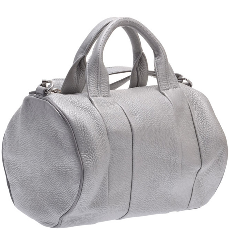 

Alexander Wang Metallic Grey Leather Rockie Satchel Bag