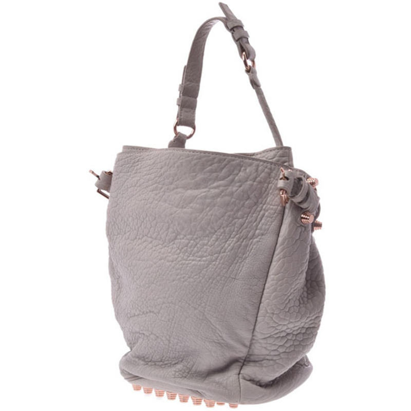 

Alexander Wang Grey Textured Leather Diego Bucket Bag