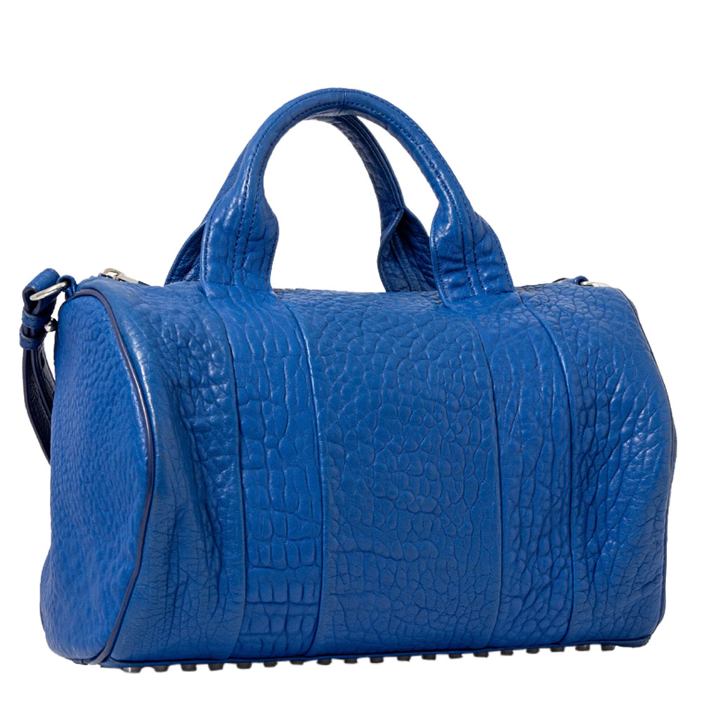 

Alexander Wang Blue Rockie Lambskin Leather Boston Bag