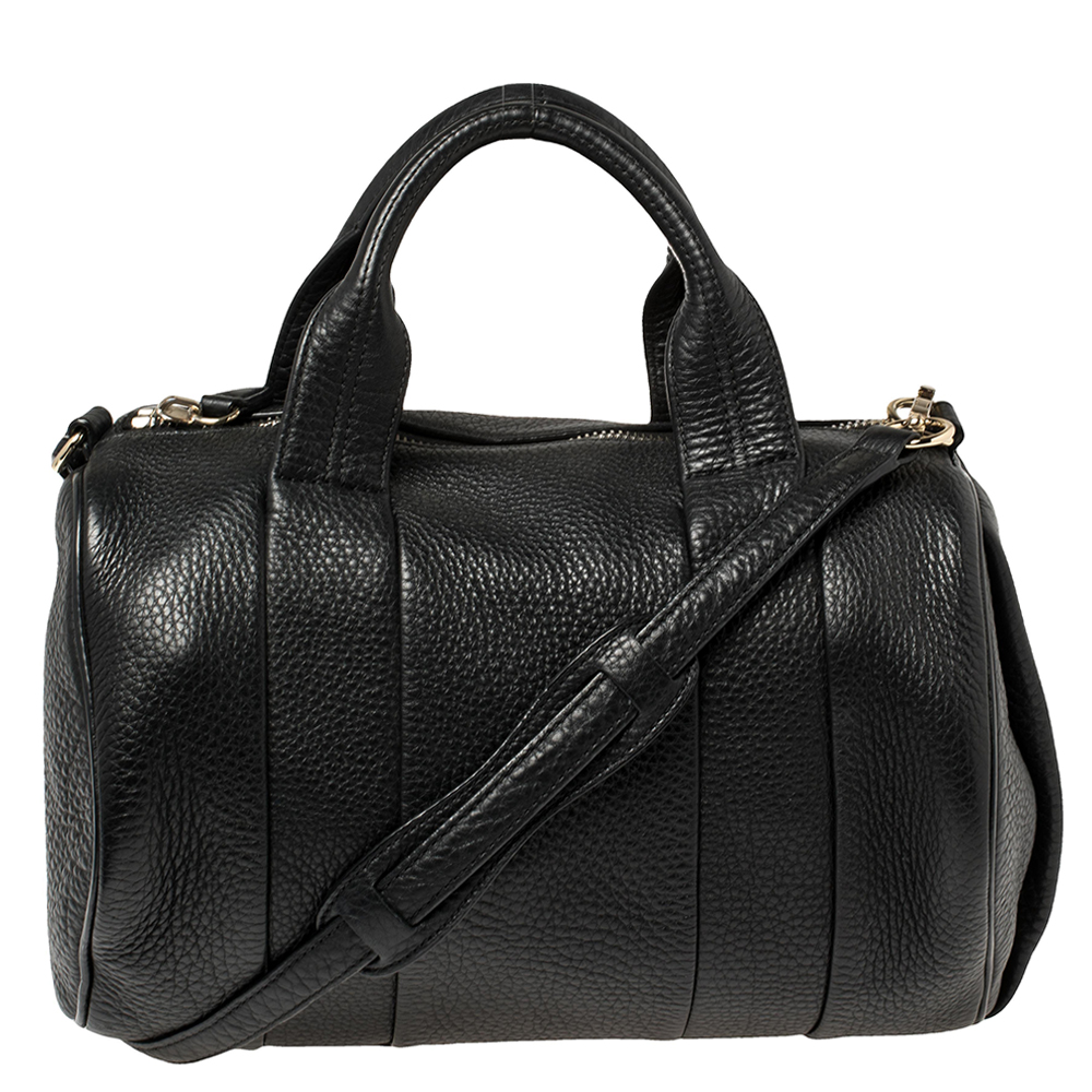 Click to view more detailed imagery on our partner's website Pre-owned Alexander Wang Black Textured Leather Rocco Duffel Bag