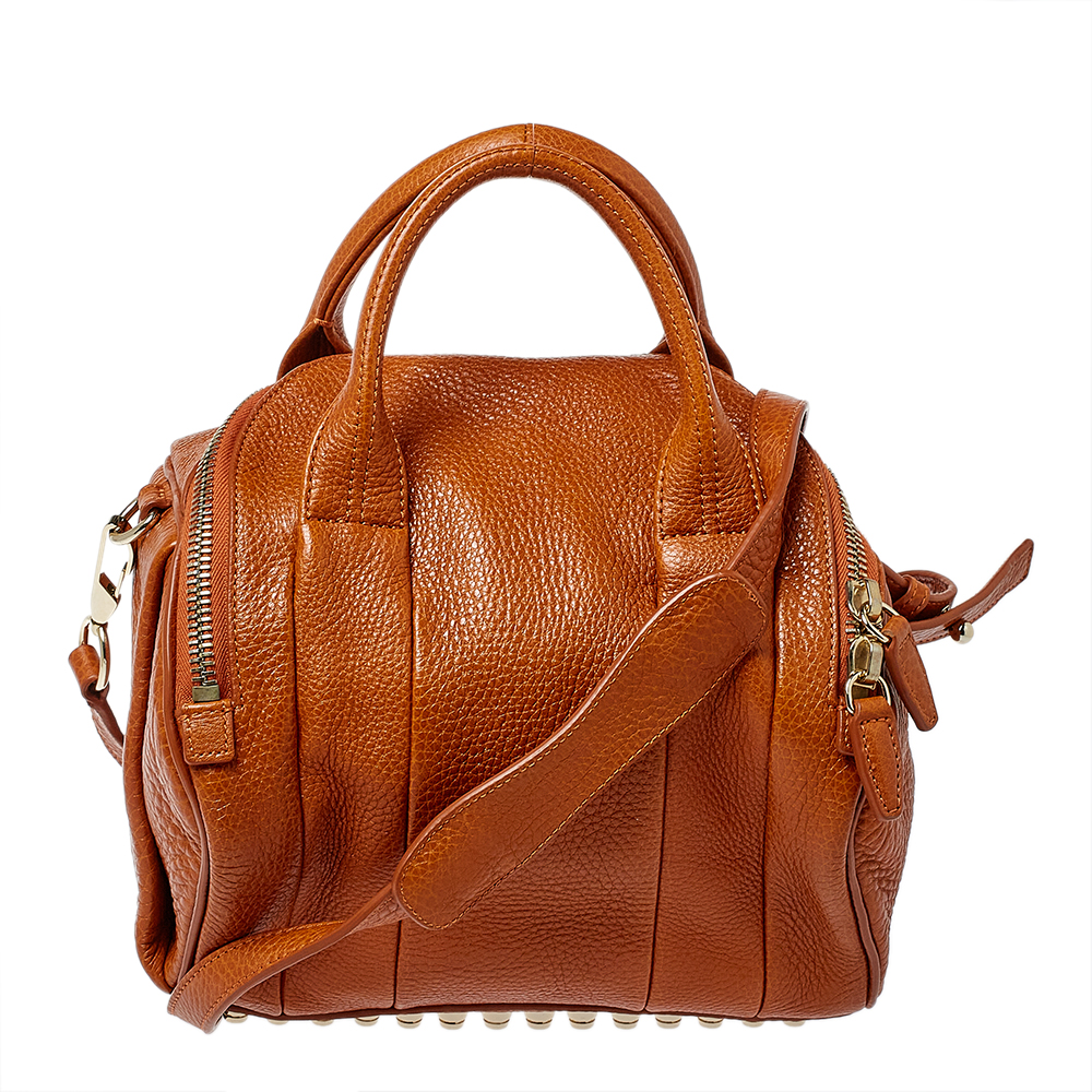 Pre-owned Alexander Wang Brown Pebbled Leather Small Rockie Satchel