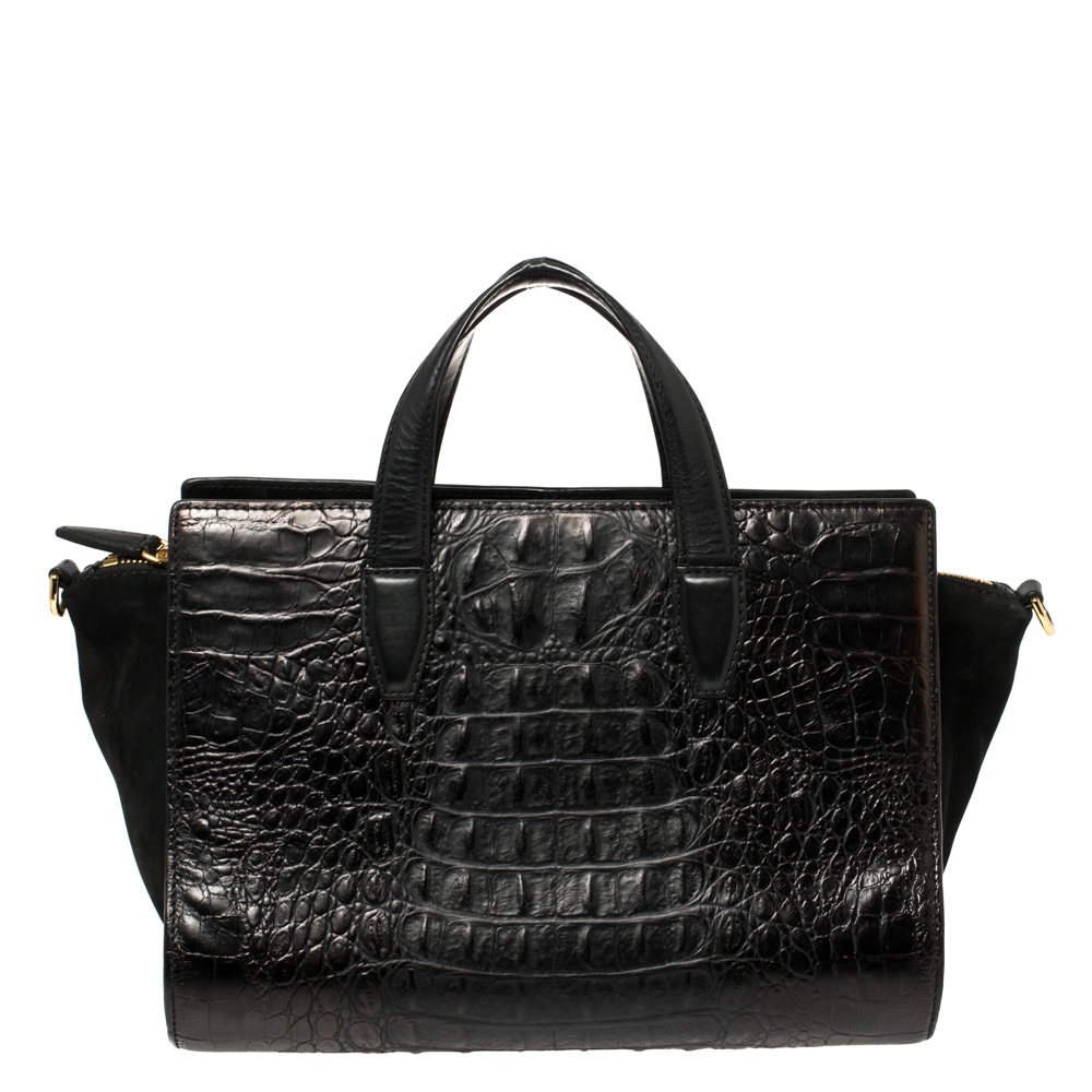 Pre-owned Alexander Wang Black Croc Embossed Leather Pelican Tote