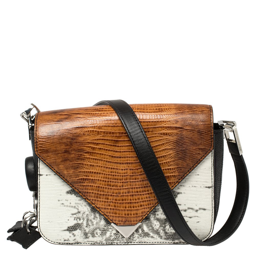 Pre-owned Alexander Wang Multicolor Lizard Embossed Leather Small Prisma Envelope Crossbody Bag