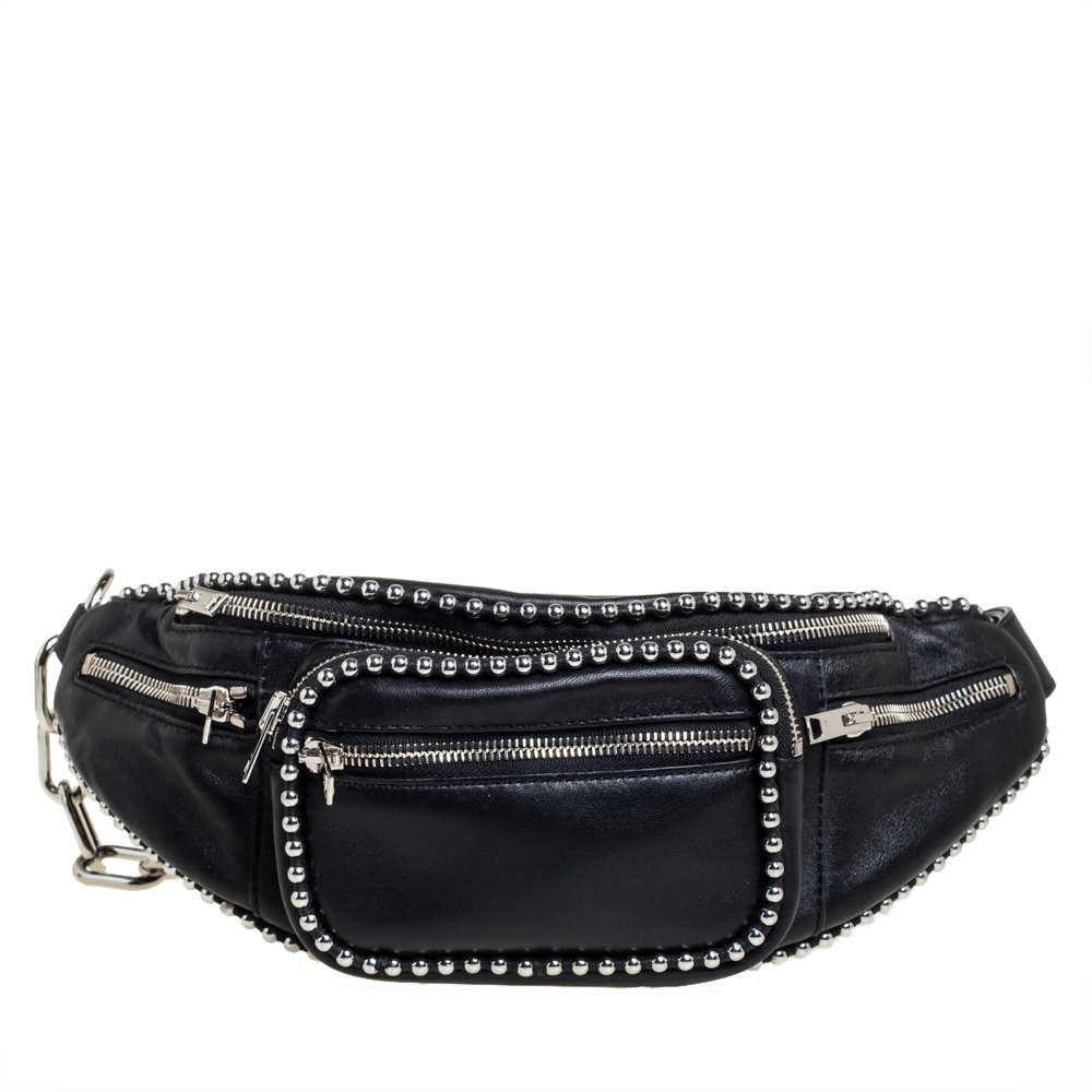 Pre-owned Alexander Wang Black Leather Studded Attica Belt Bag