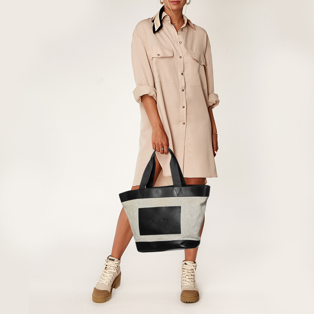 

Alexander Wang Grey/Black Canvas and Leather Paneled Tote
