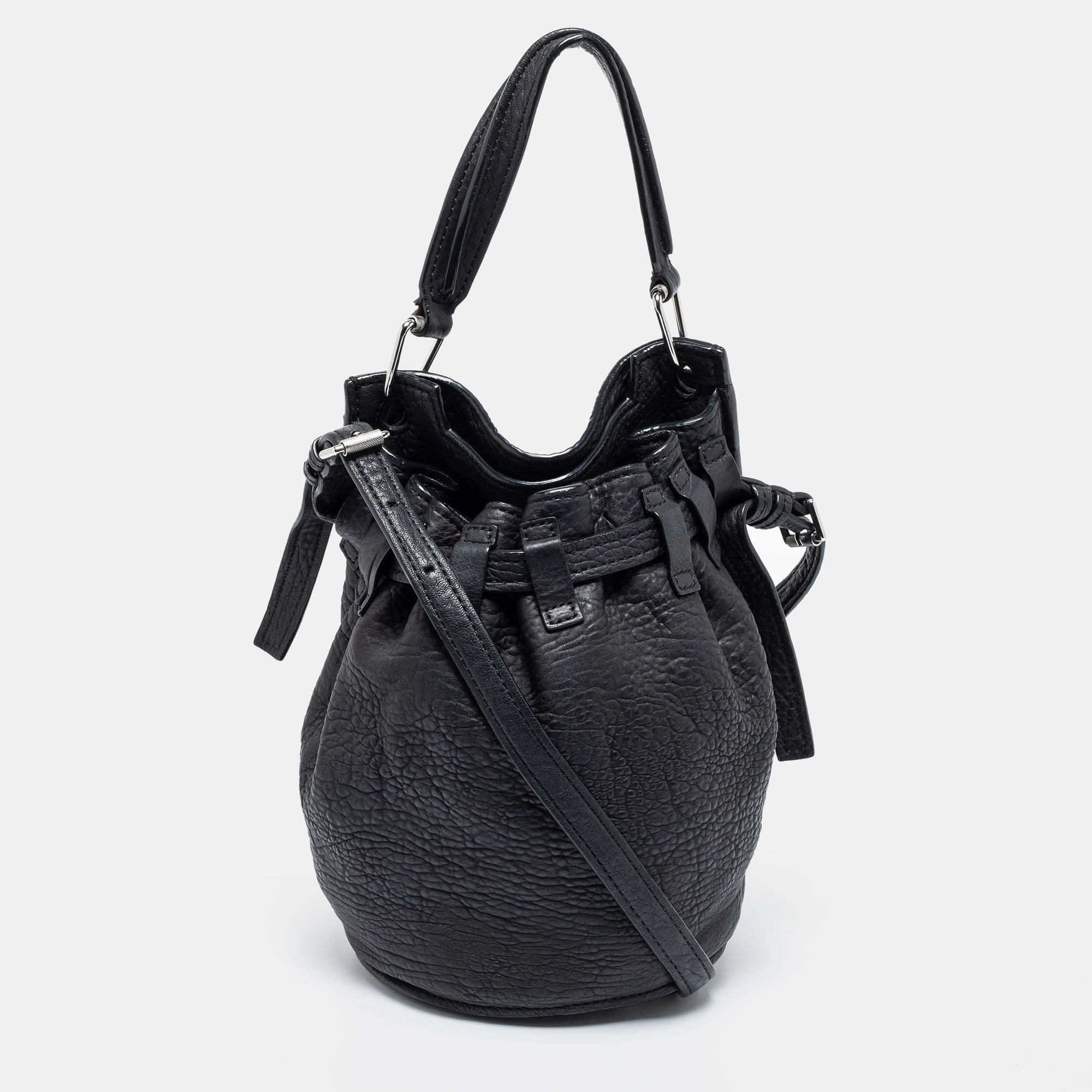 Pre-owned Alexander Wang Black Textured Leather Diego Bucket Bag