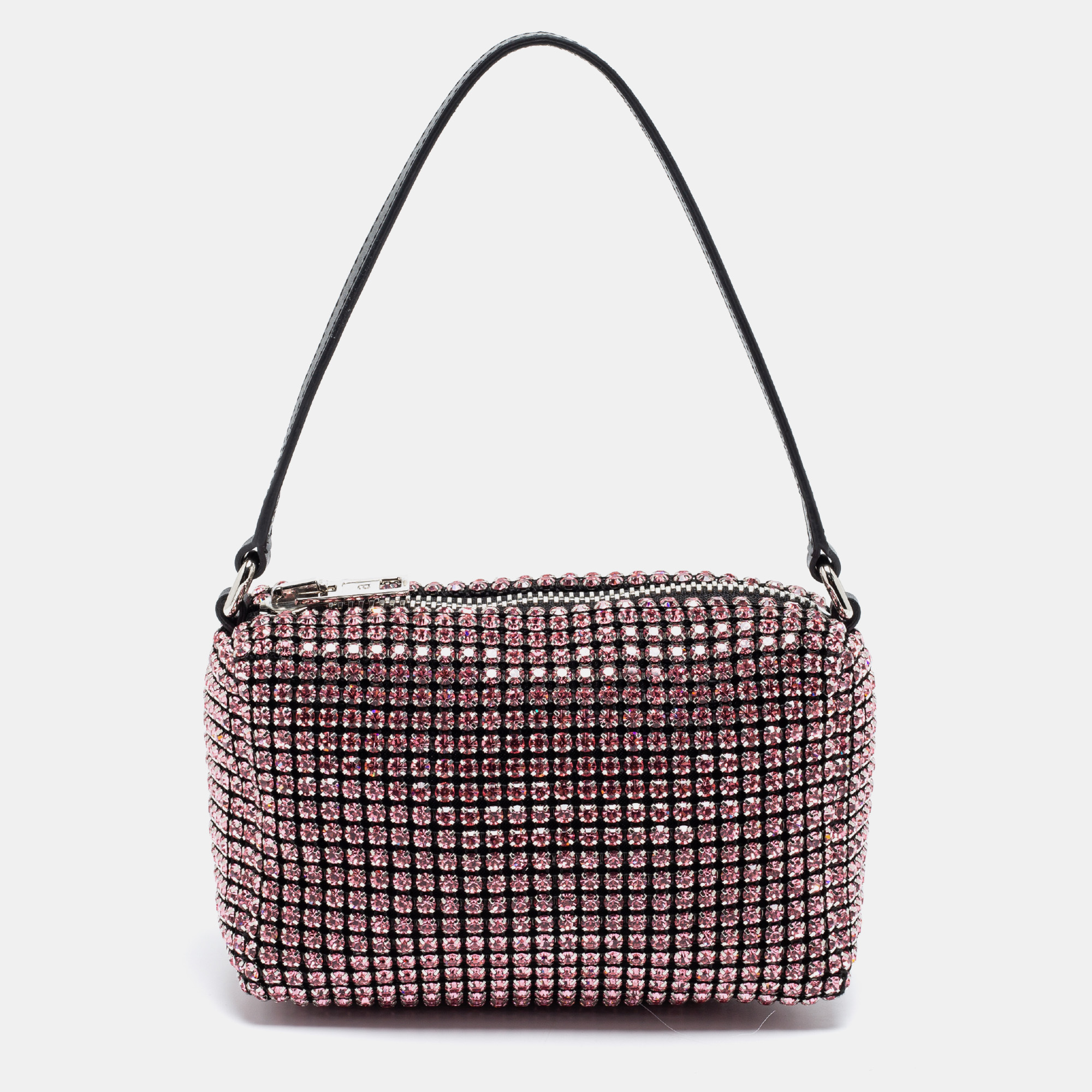 Alexander Wang Pink Crystal Embellished And Leather Mini Heiress Clutch Bag
