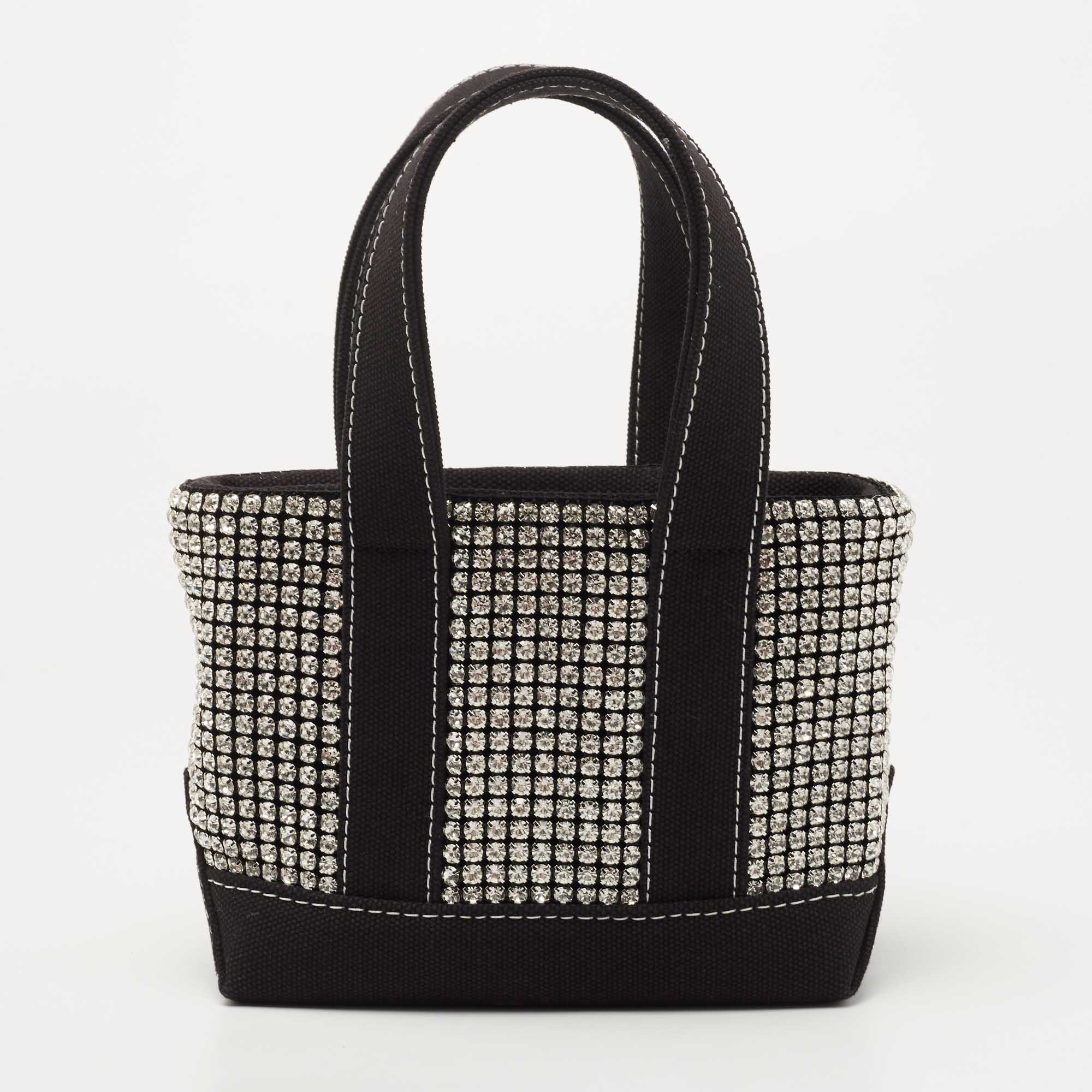 ALEXANDER WANG Pre-owned Black Canvas Mini Cruiser Crystal Embellished Tote