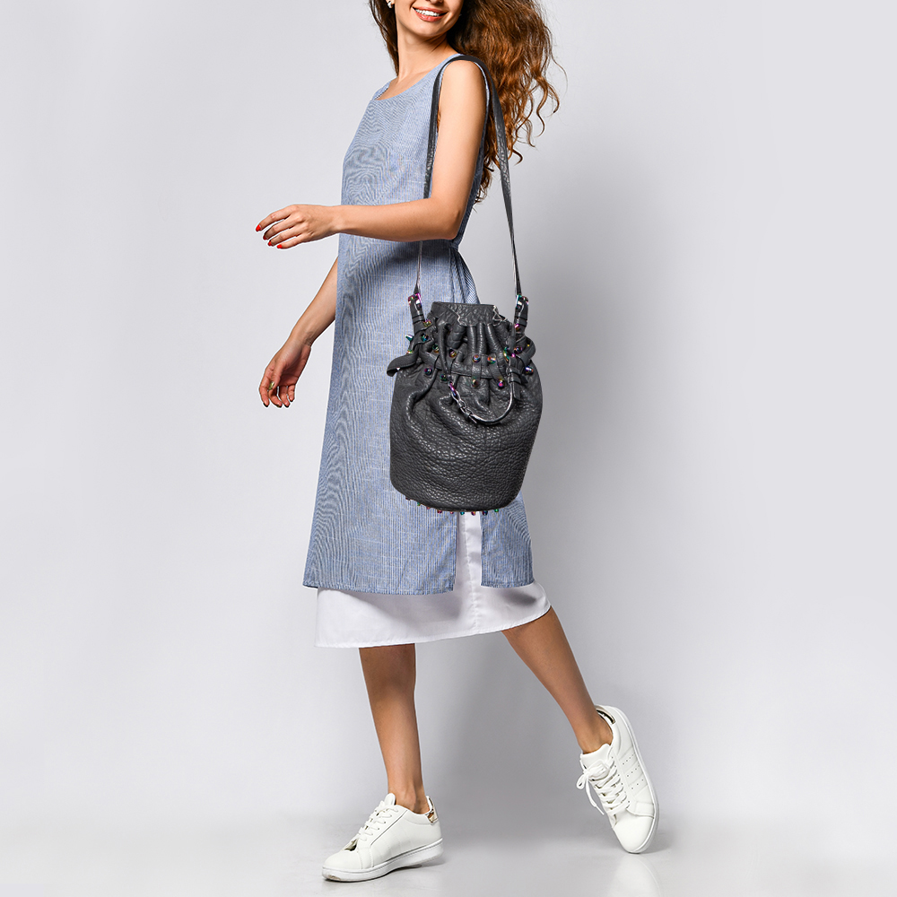 

Alexander Wang Black Textured Leather Diego Bucket Bag