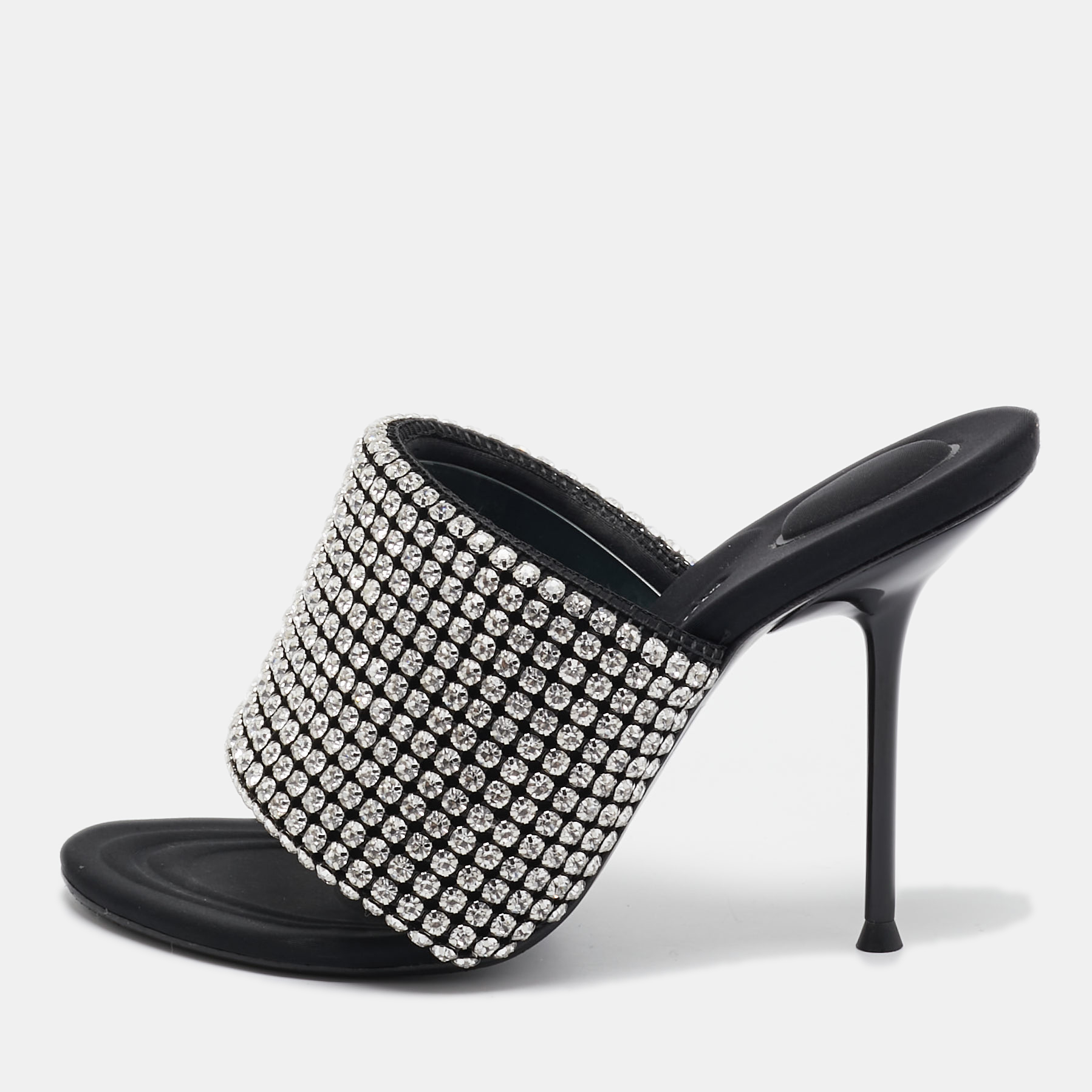 

Alexander Wang Black Crystal Embellished Open Toe Slide Sandals Size