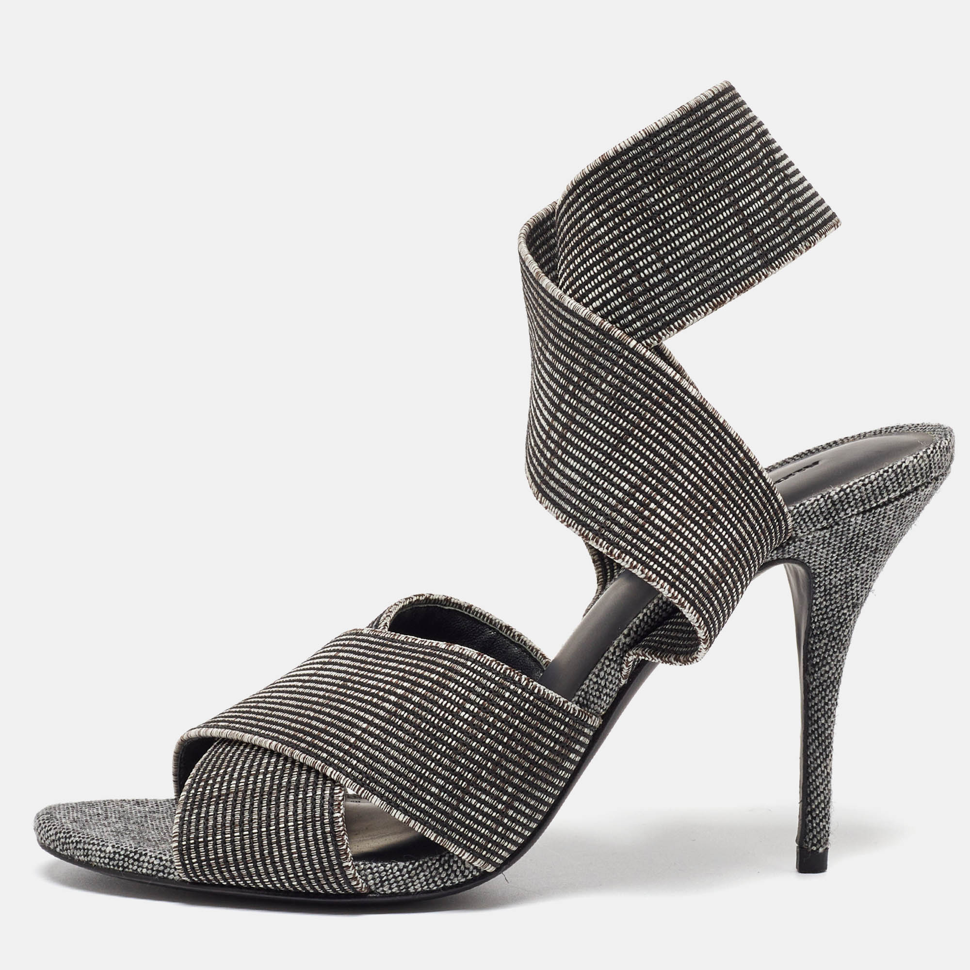 

Alexander Wang Grey/Black Canvas Ankle Wrap Sandals Size