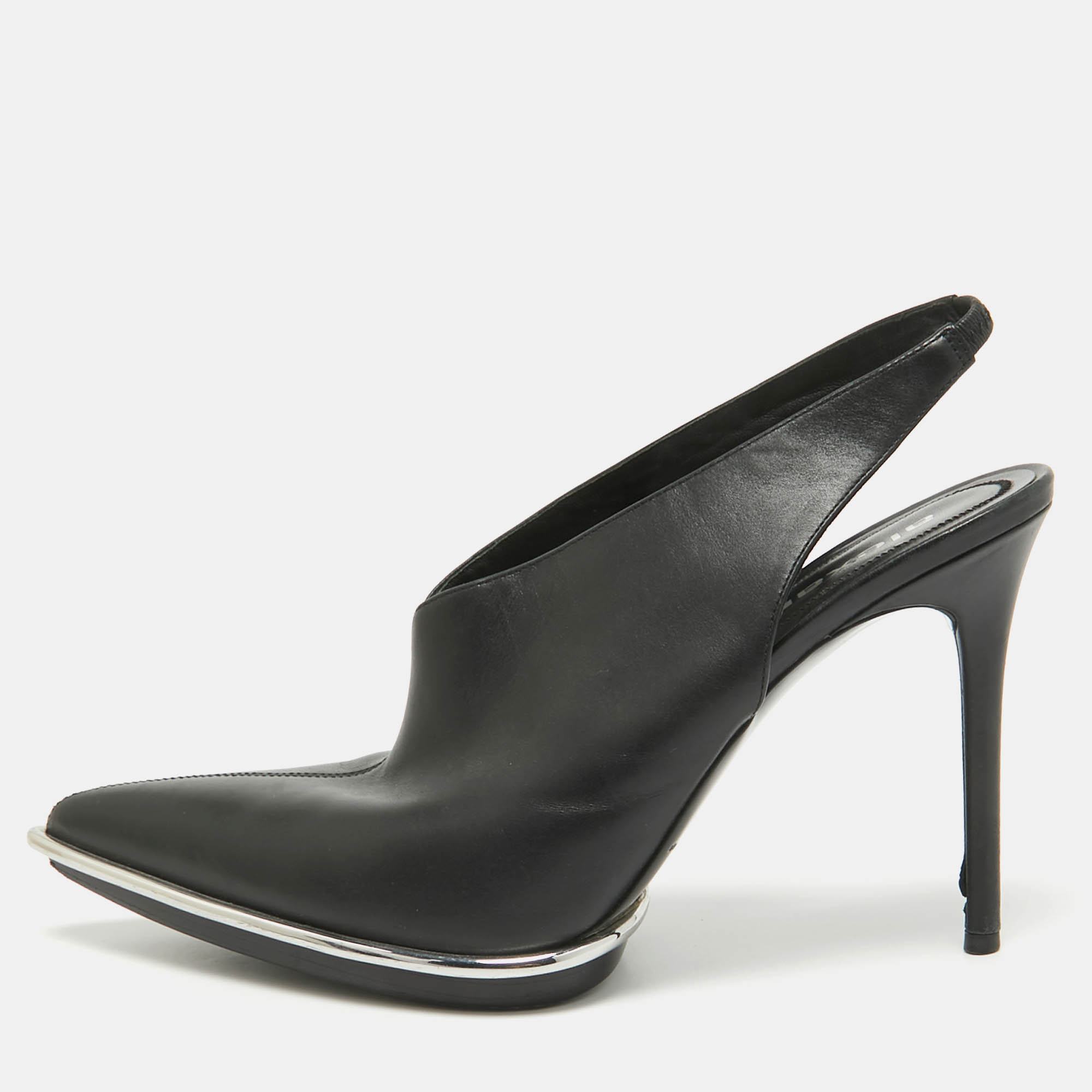 

Alexander Wang Black Leather Cara Slingback Pumps Size