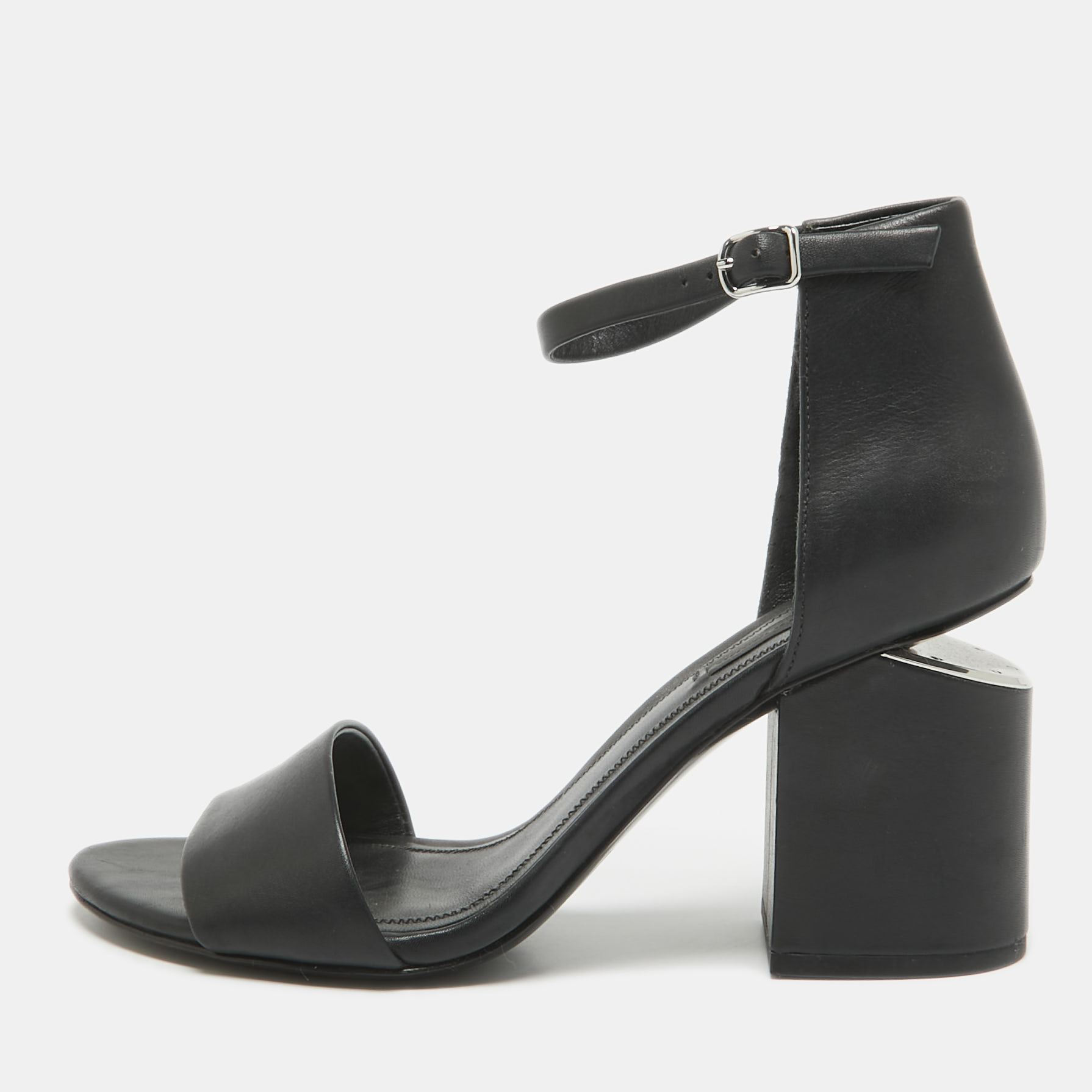 

Alexander Wang Black Leather Block Heel Abby Sandals Size