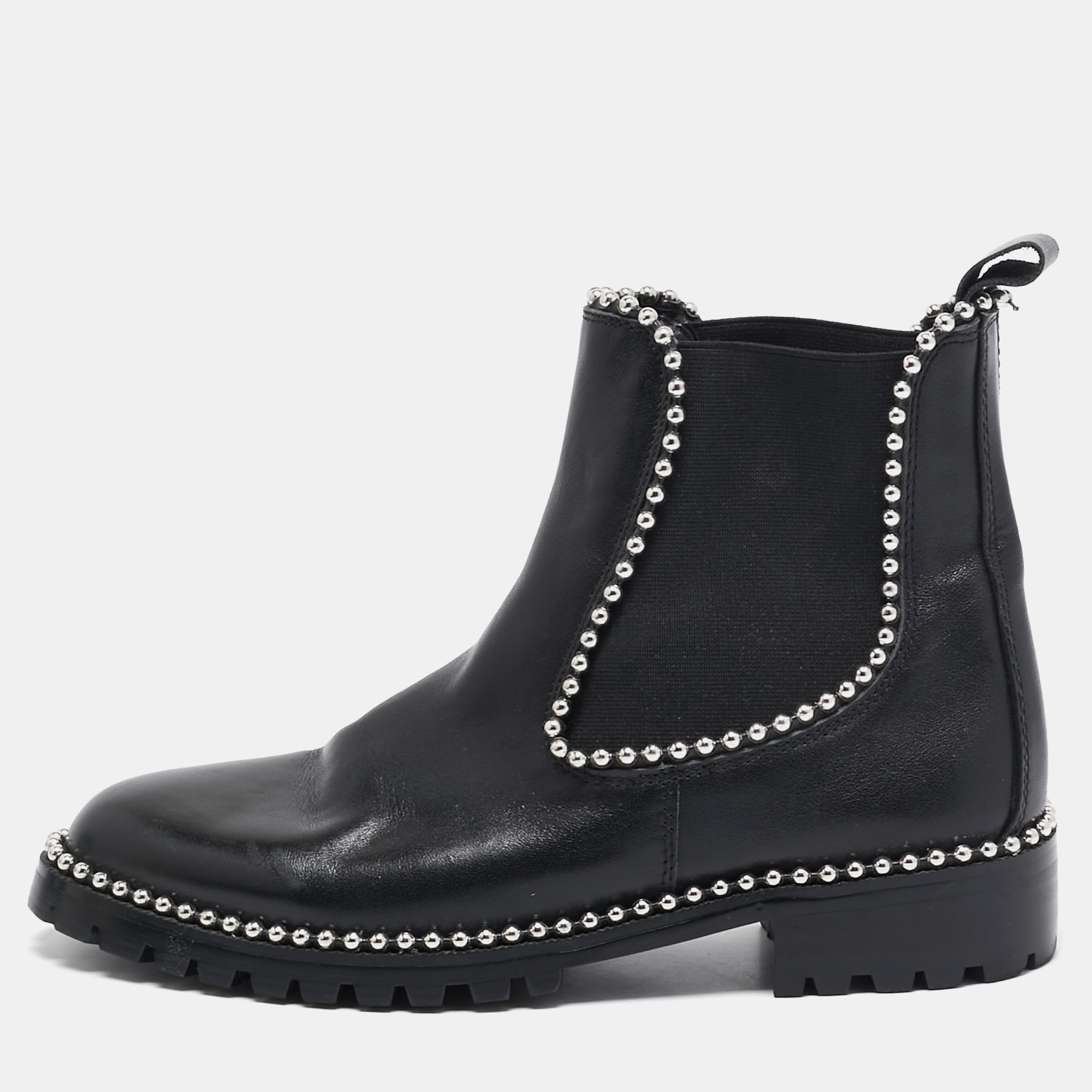 

Alexander Wang Black Leather Studded Accents Chelsea Boots Size