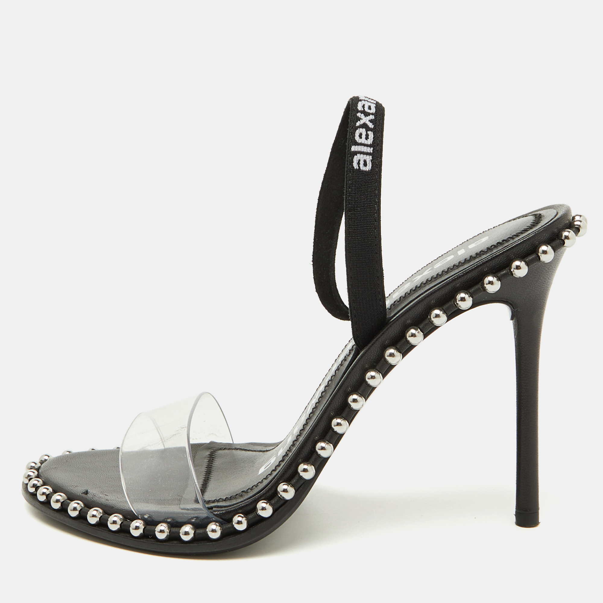 

Alexander Wang Black PVC Studded Slingback Nova Sandals Size