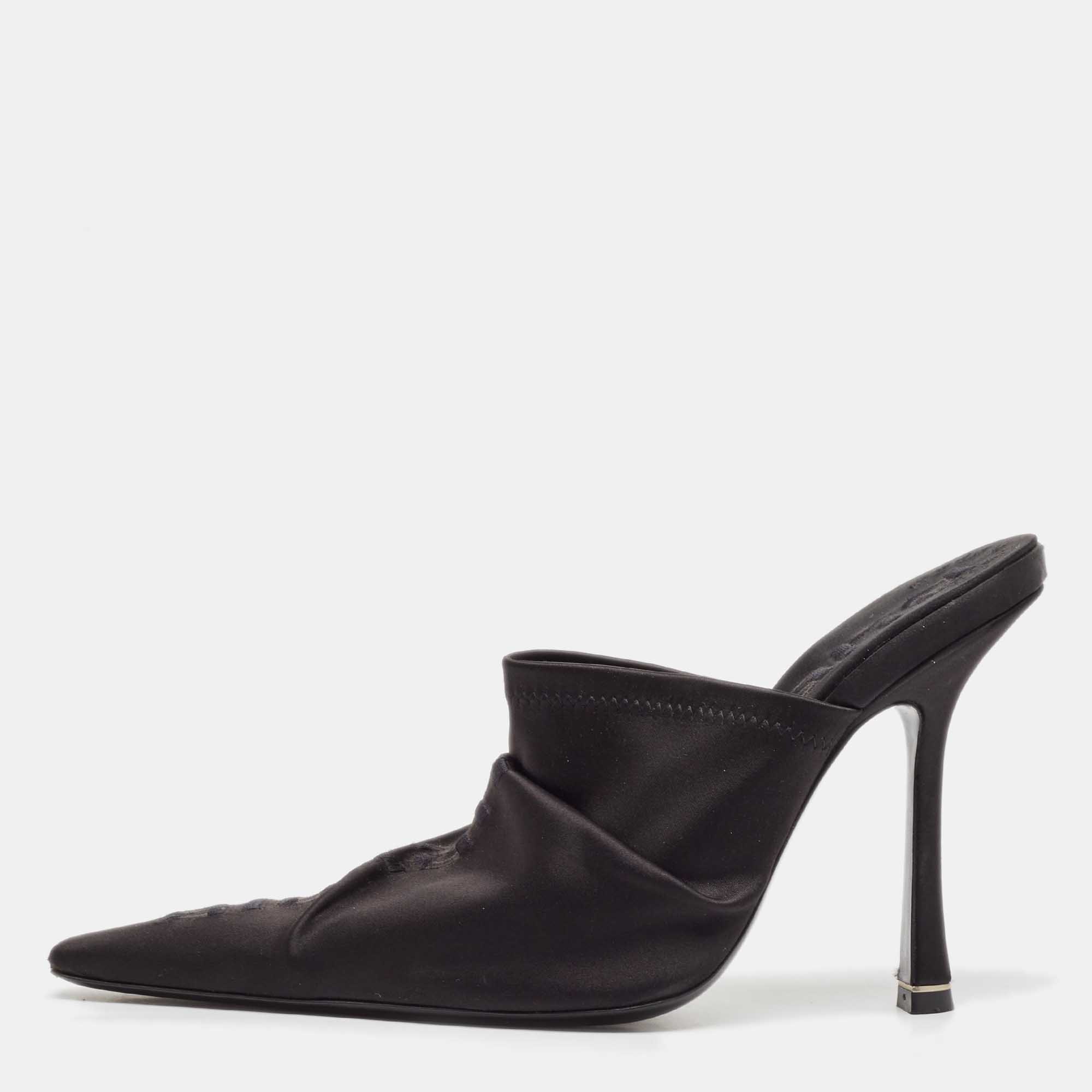 

Alexander Wang Black Satin Pointed Toe Mules Size