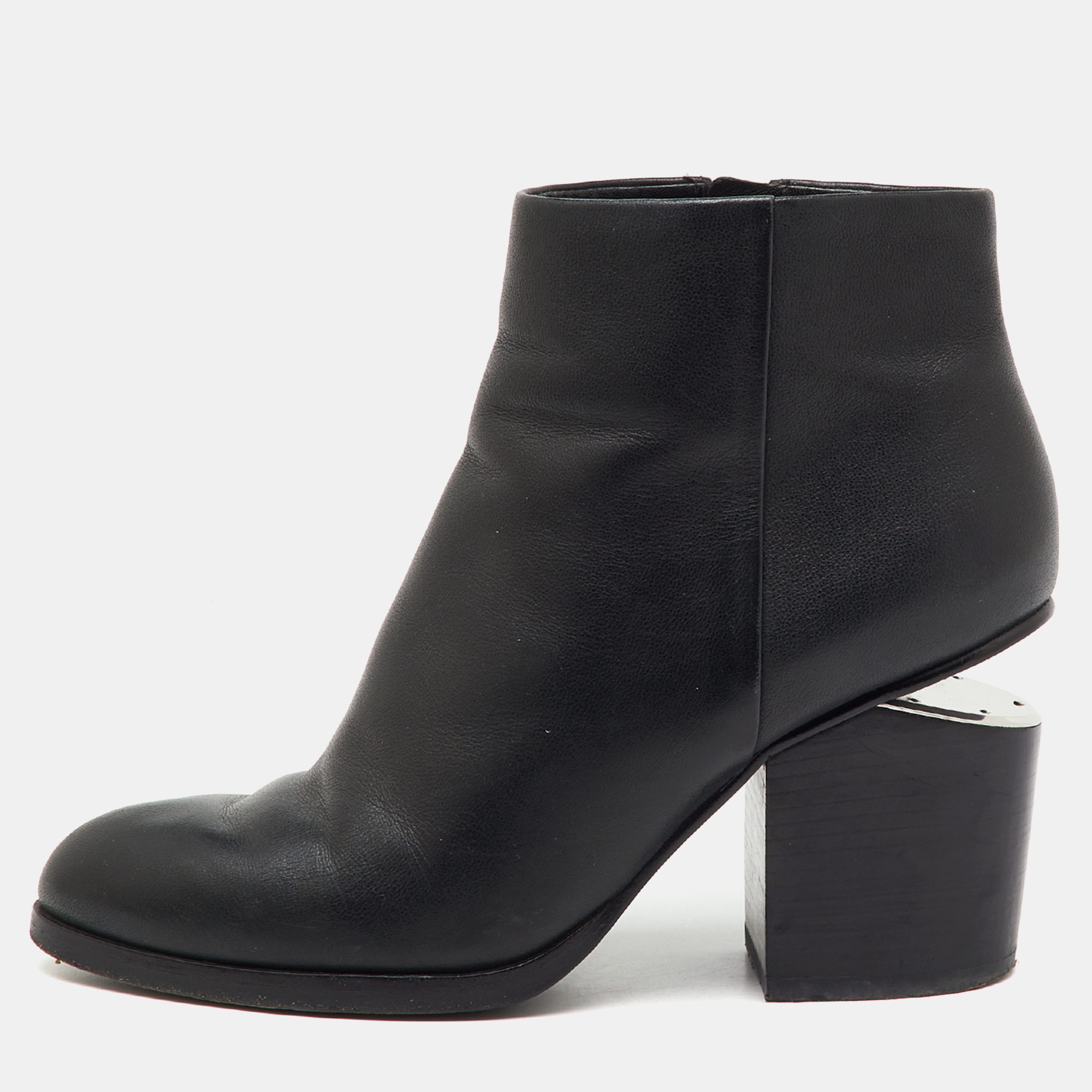 Pre-owned Alexander Wang Black Leather Gabi Ankle Length Boots Size 36.5