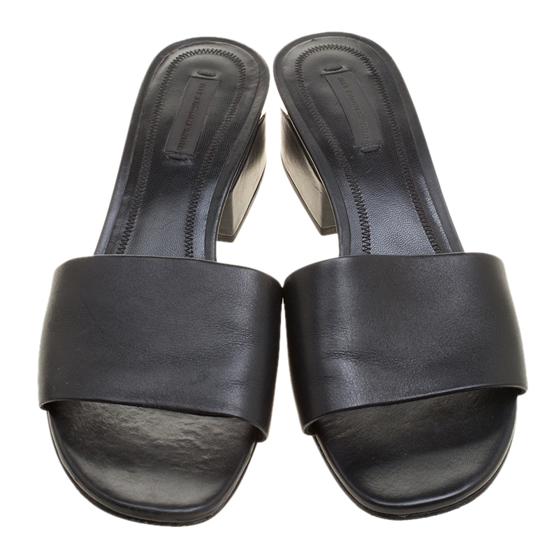 Alexander Wang Black Leather Lou Slides Size 38 Alexander Wang TLC