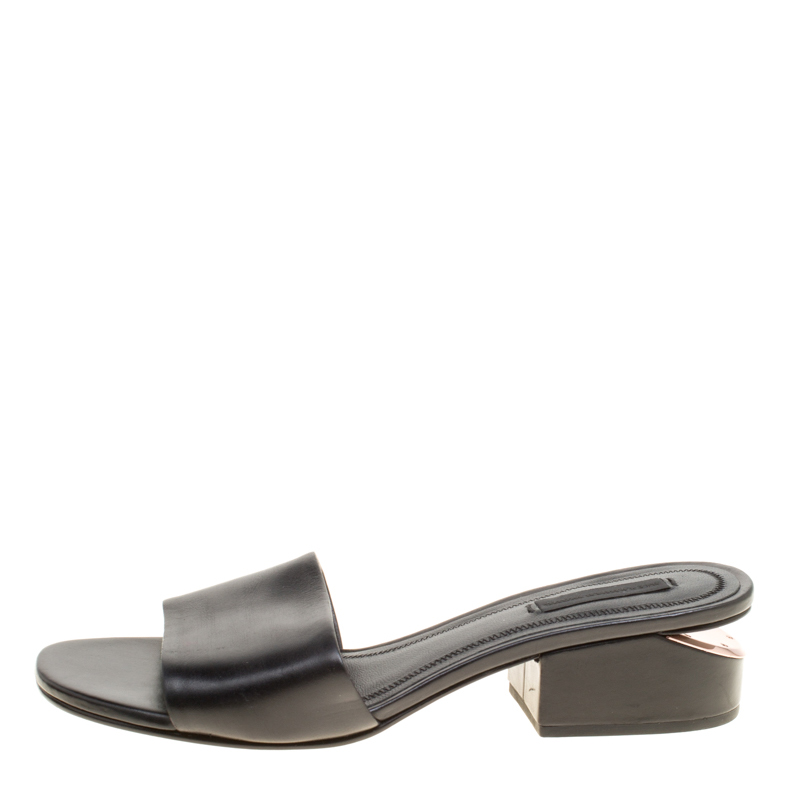 

Alexander Wang Black Leather Lou Slides Size