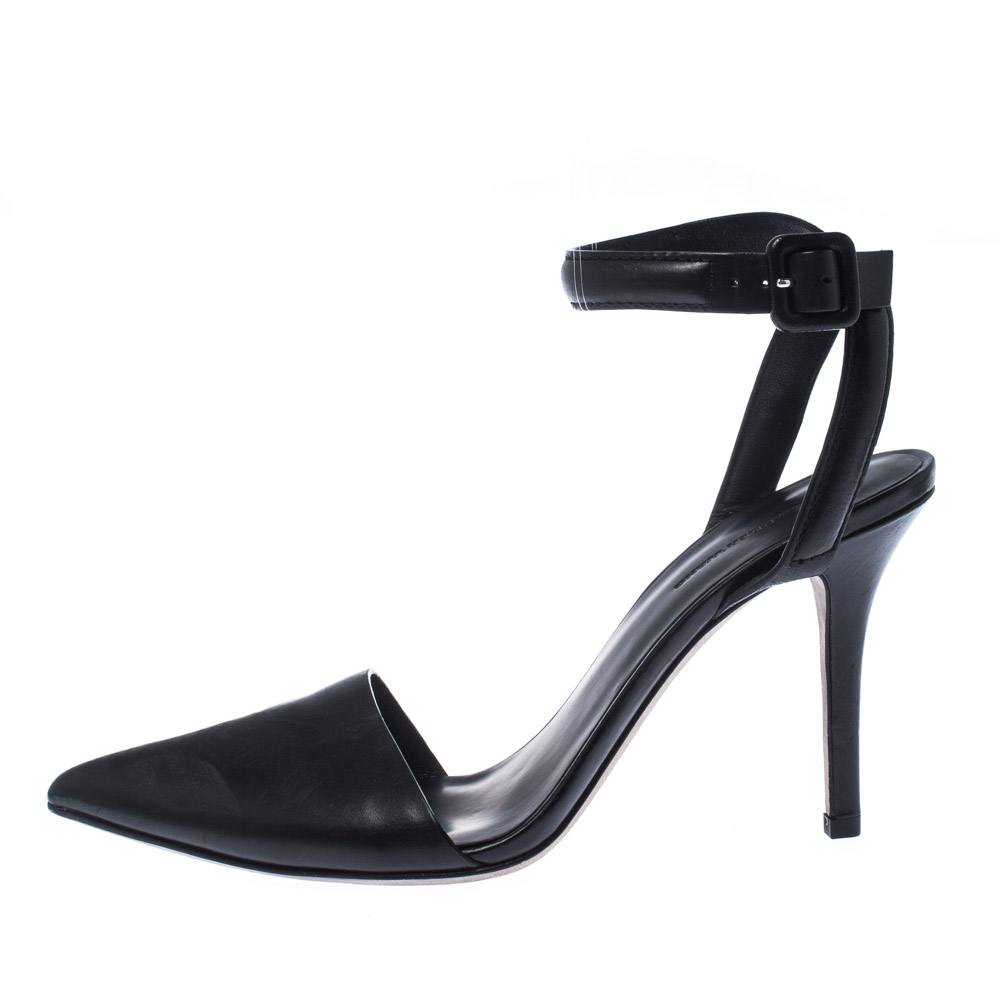 

Alexander Wang Black Leather Lovisa Ankle Strap Sandals Size