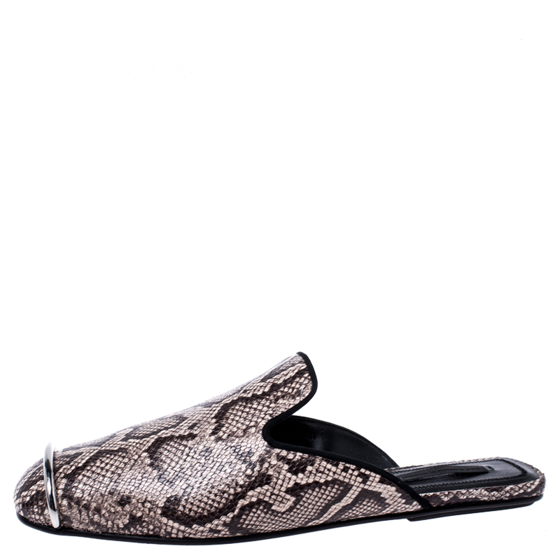 

Alexander Wang Snakeskin Embossed Leather Flat Slides Size, Beige