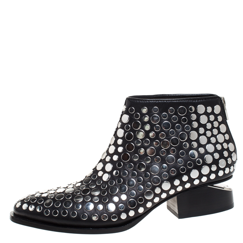 

Alexander Wang Black Studded Leather Gabi Ankle Boots Size