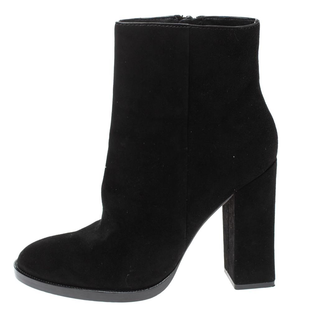 

Alexander Wang Black Suede "Iselin" Block Heel Ankle Boots Size