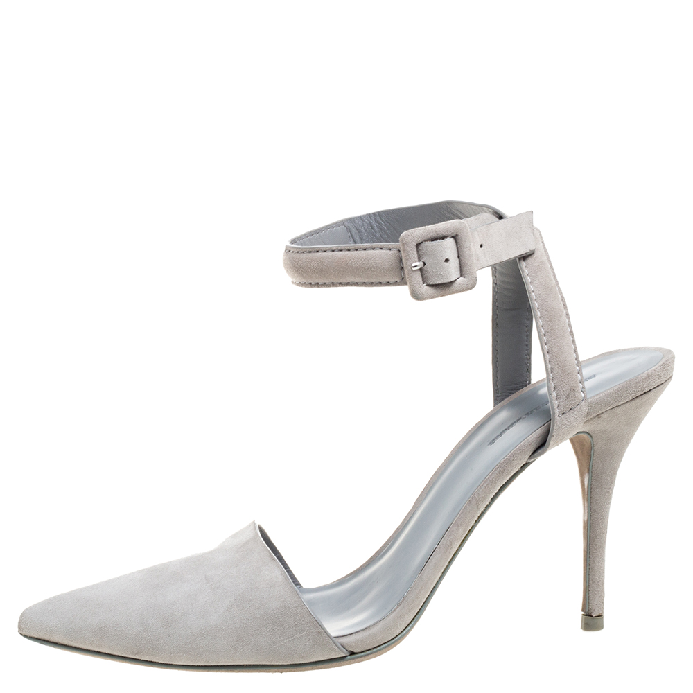 

Alexander Wang Grey Suede Leather Lovisa Ankle Wrap Sandals Size