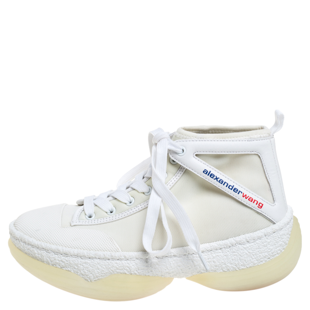 

Alexander Wang White Mesh and Leather Trim A1 High Top Sneakers Size