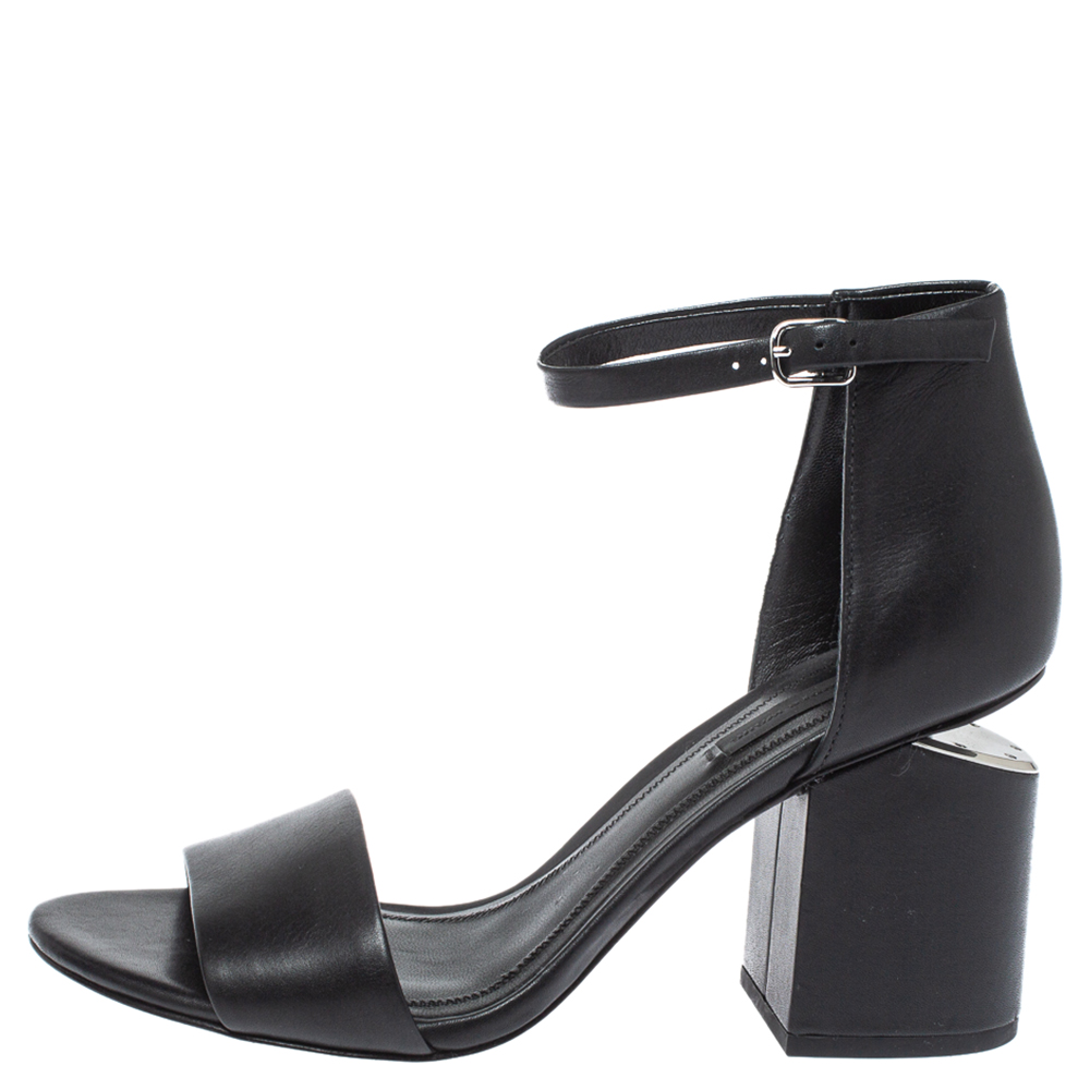 

Alexander Wang Black Leather Block Heel Abby Sandals Size