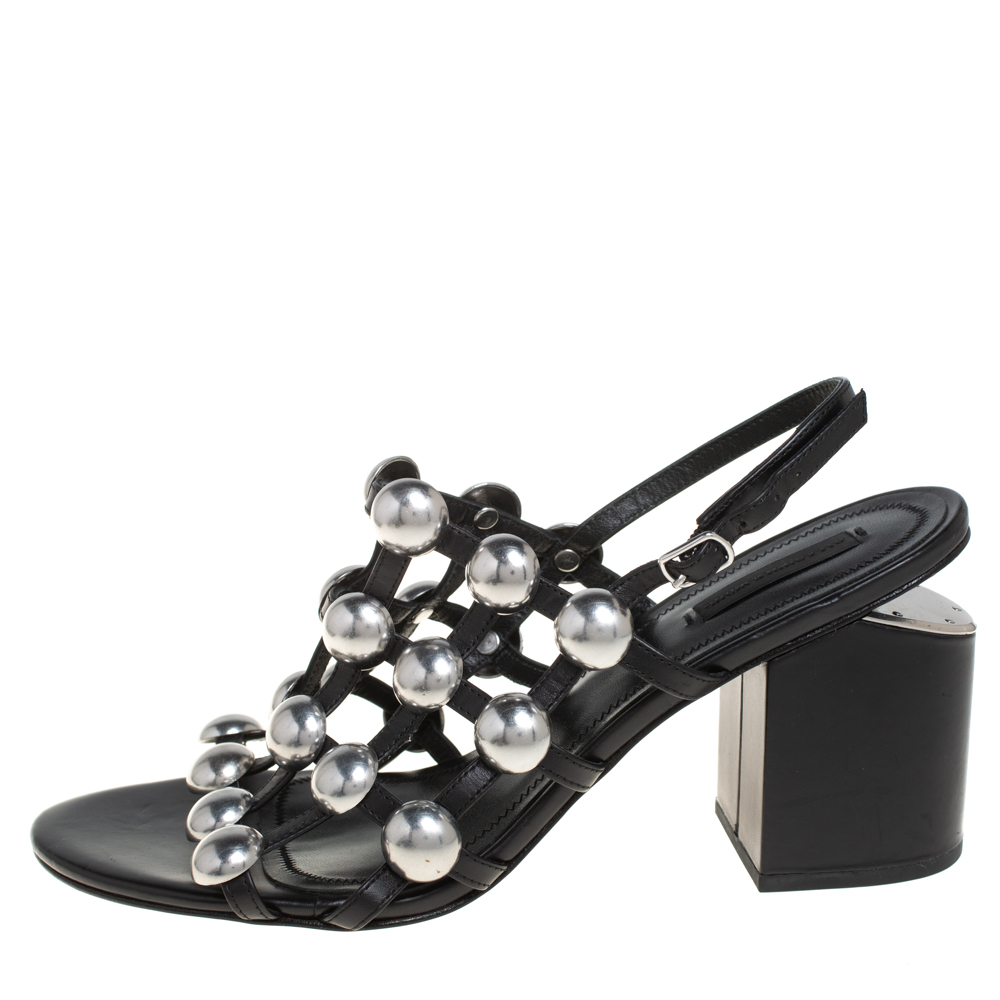 

Alexander Wang Black Leather Dome Studded Nadia Sandals Size